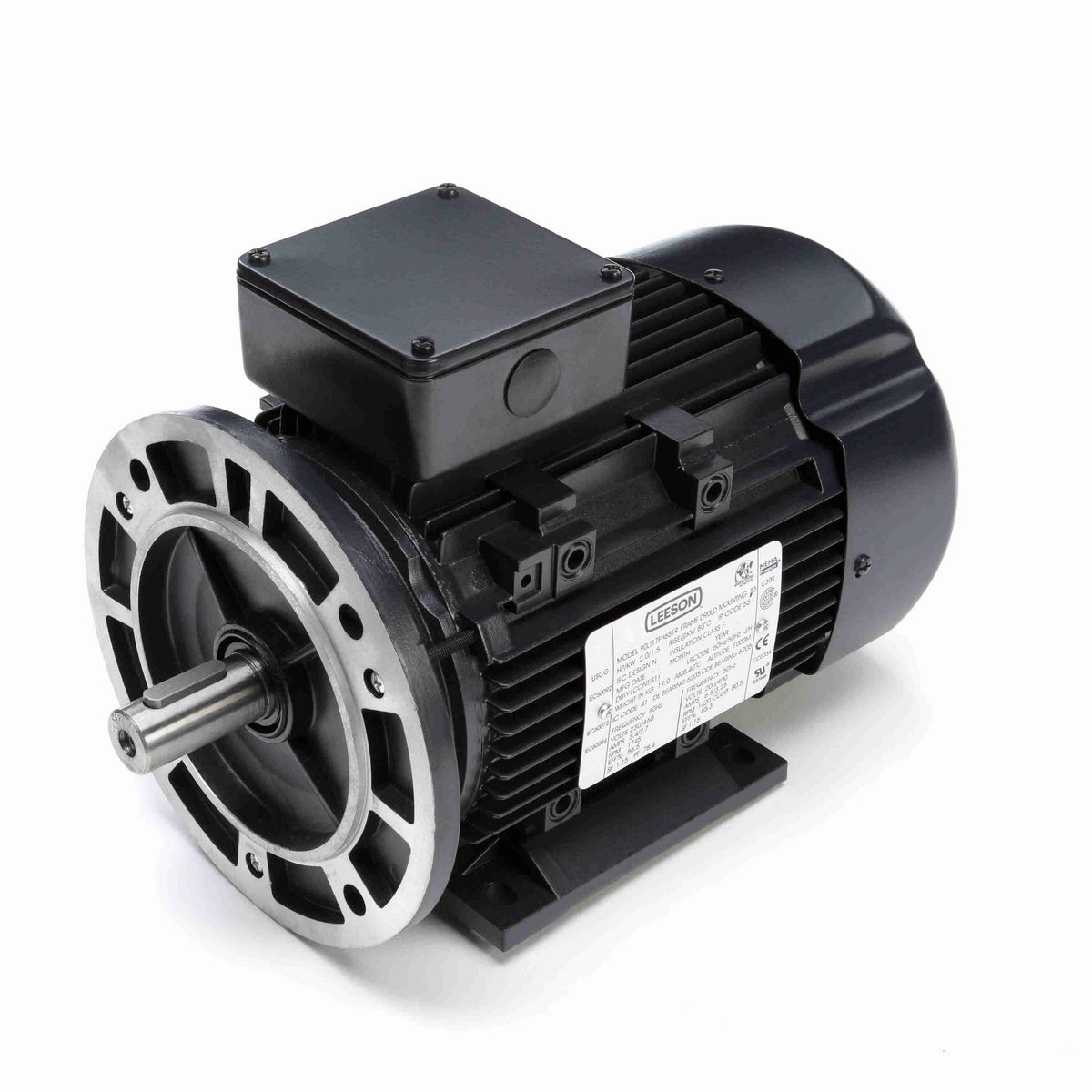 LEESON Aluminium Motor, 2 & 2 HP, 3 Ph, 60 & 50 Hz, 230/460 & 200/400 V, 1800 & 1500 RPM, 90L Frame, TEFC - R398A