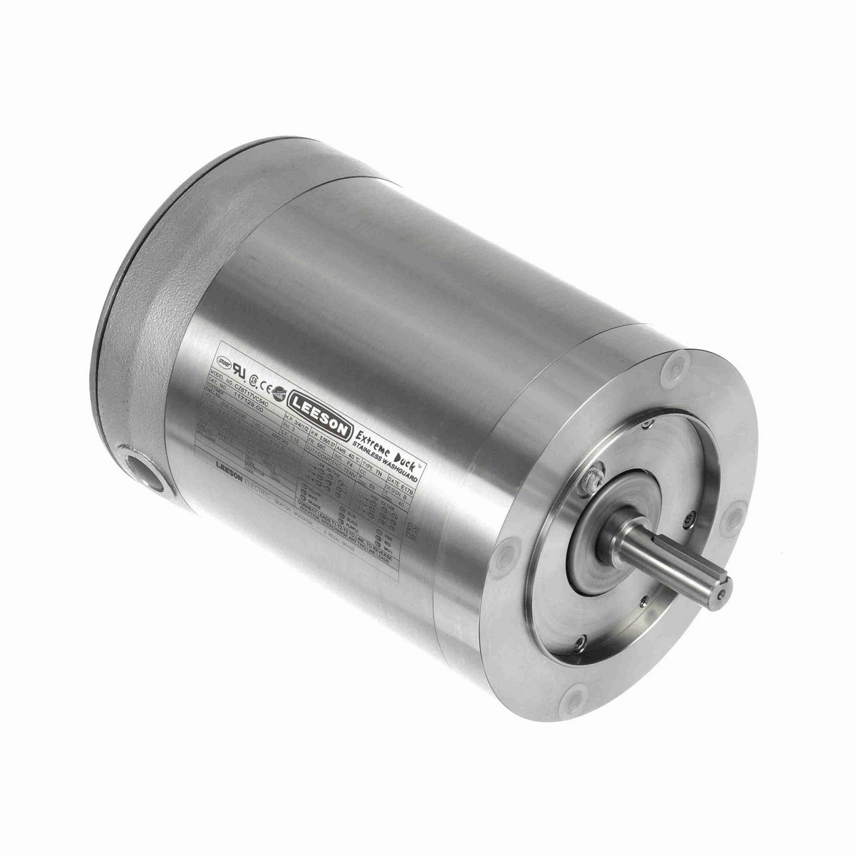 LEESON Extreme Duck® Ultra General Purpose Motor, 0.75 & 0.50 HP, 3 Ph, 60 & 50 Hz, 230/460 & 190/380 V, 1800 & 1500 RPM, 56C Frame, TENV - 117129.00