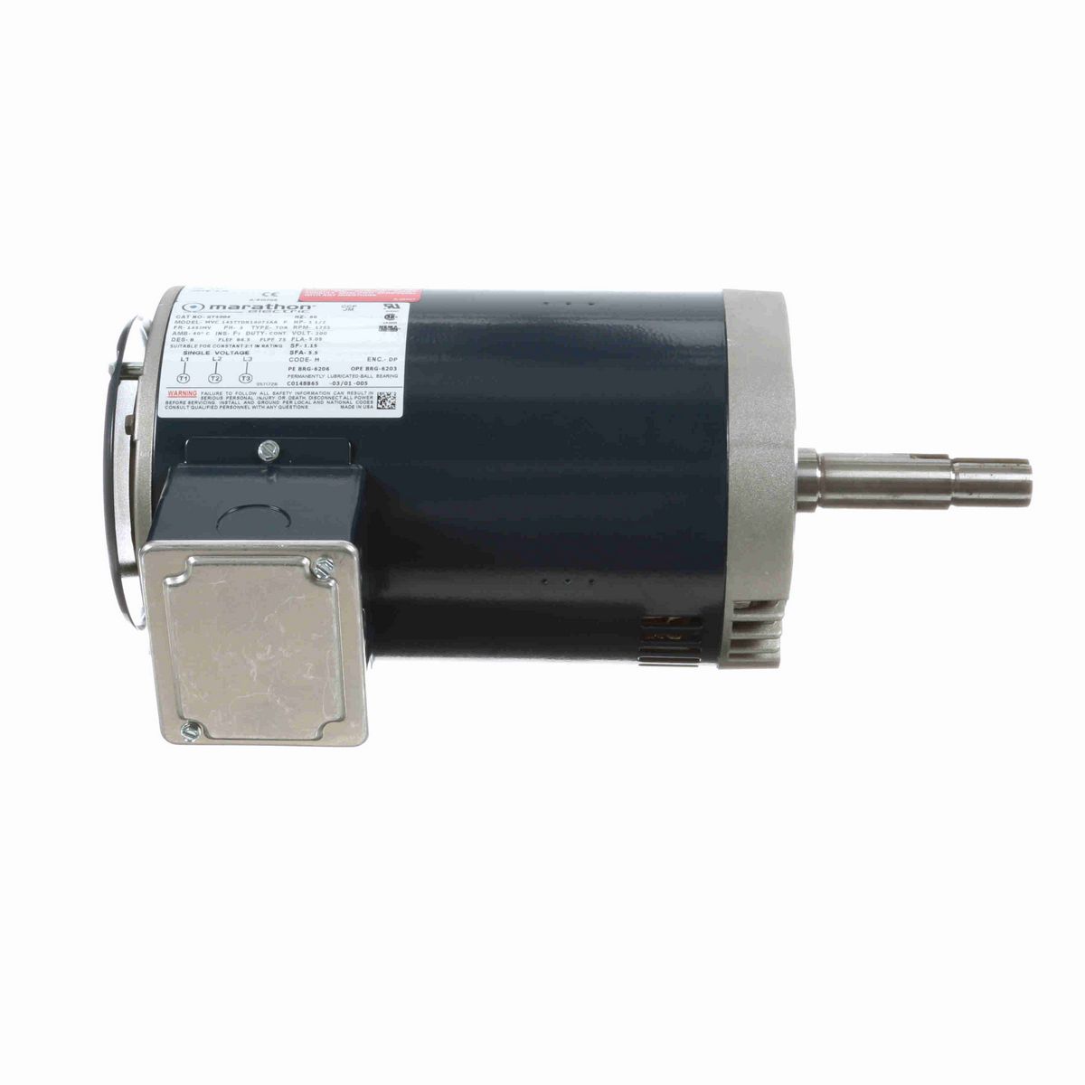 LEESON Close-Coupled Pump Motor, 1.50 HP, 3 Ph, 60 Hz, 200 V, 1800 RPM, 145JMV Frame, DP - GT4004