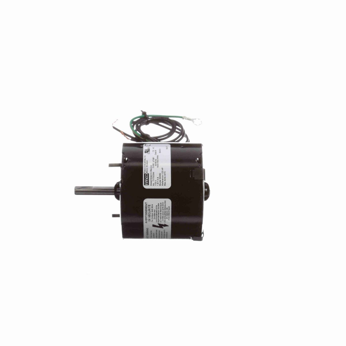 FASCO Ventilation Motor, 1/25 HP, 1 Ph, 60 Hz, 115 V, 1400/1630 RPM, 1 Speed, 3.3" Diameter, OAO - D0562