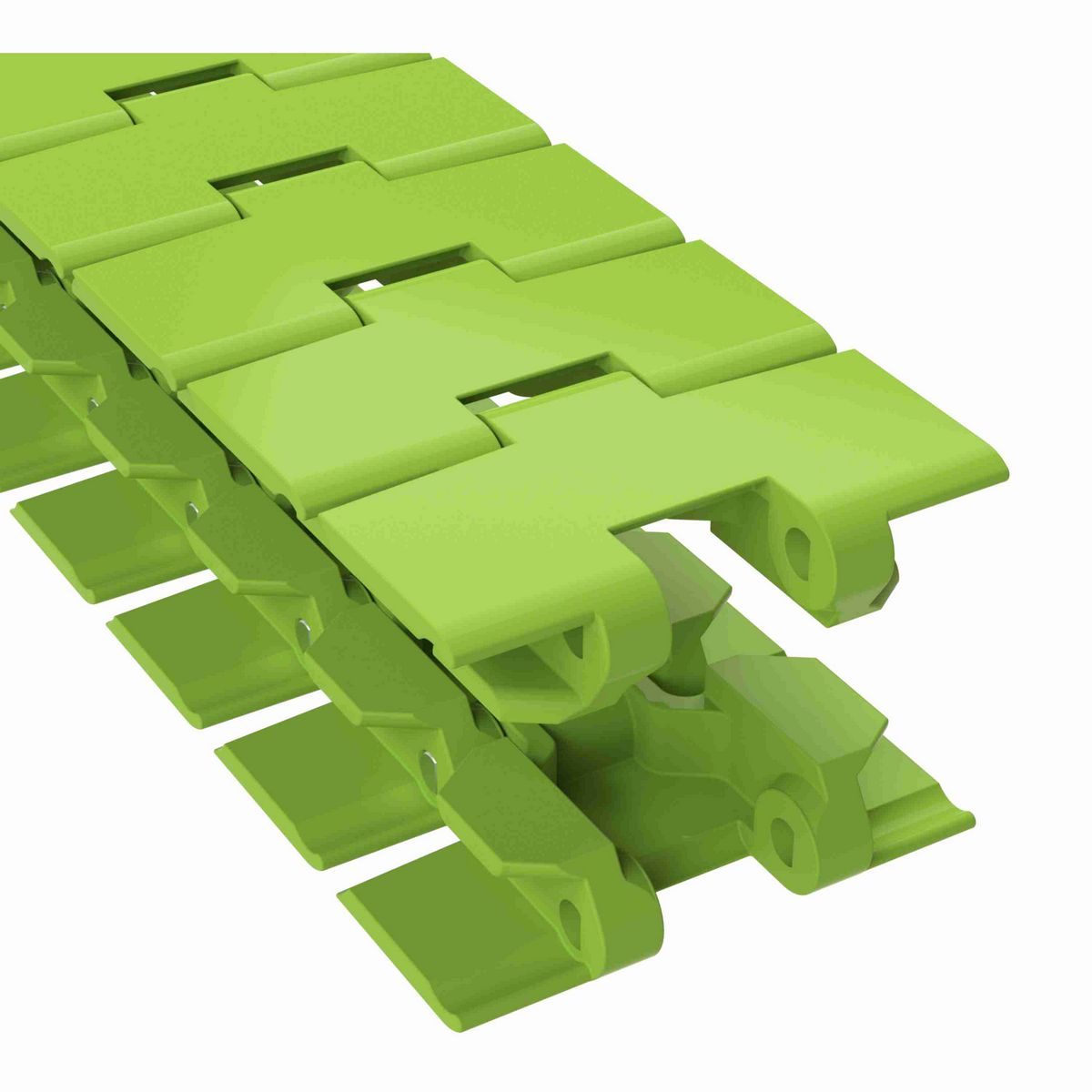Rexnord 880TAB Side-flexing Solid Top, Material: Bright Lime-Green Dry PET Low Friction, Width: 3.25in, Pitch: 1.5in - 10479419