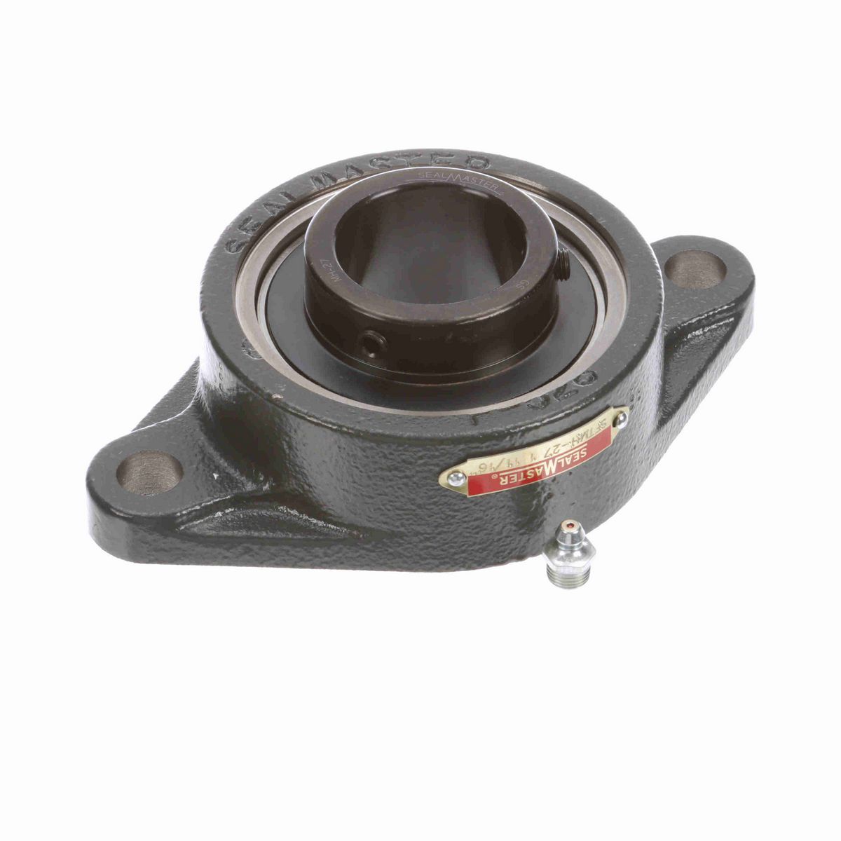 Sealmaster Mounted Cast Iron Two Bolt Flange Ball Bearing - 52100 Bearing Steel, Black Oxided - Setscrew Lock - SFTMH-27