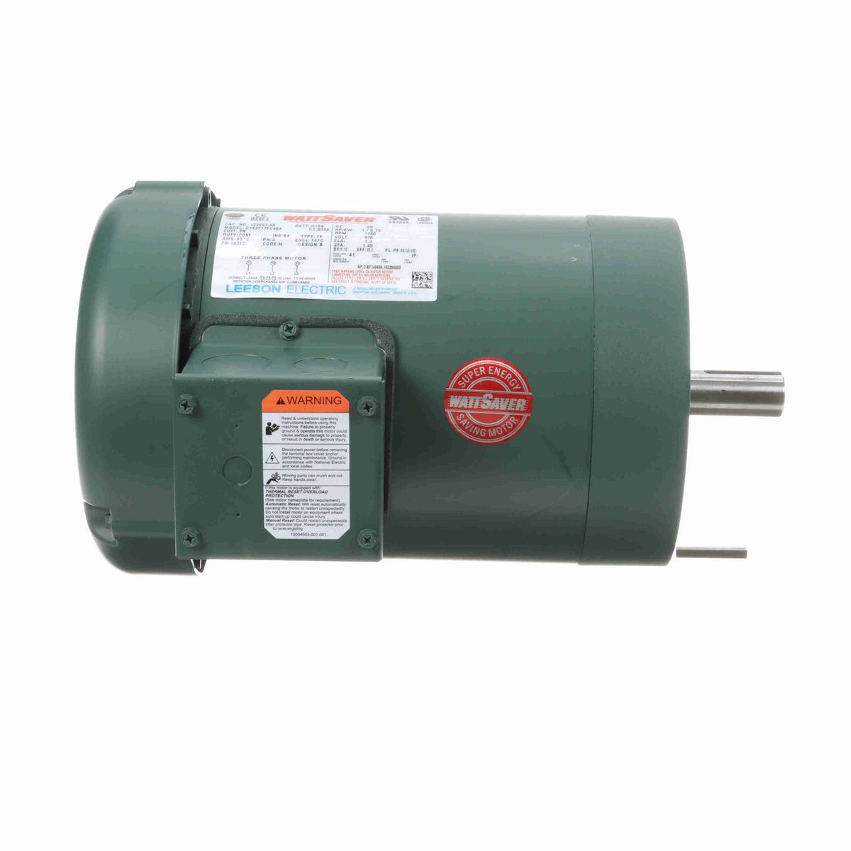 LEESON Special Voltage Motor, 1 HP, 3 Ph, 60 Hz, 575 V, 1800 RPM, 143TC Frame, TEFC - 122227.00