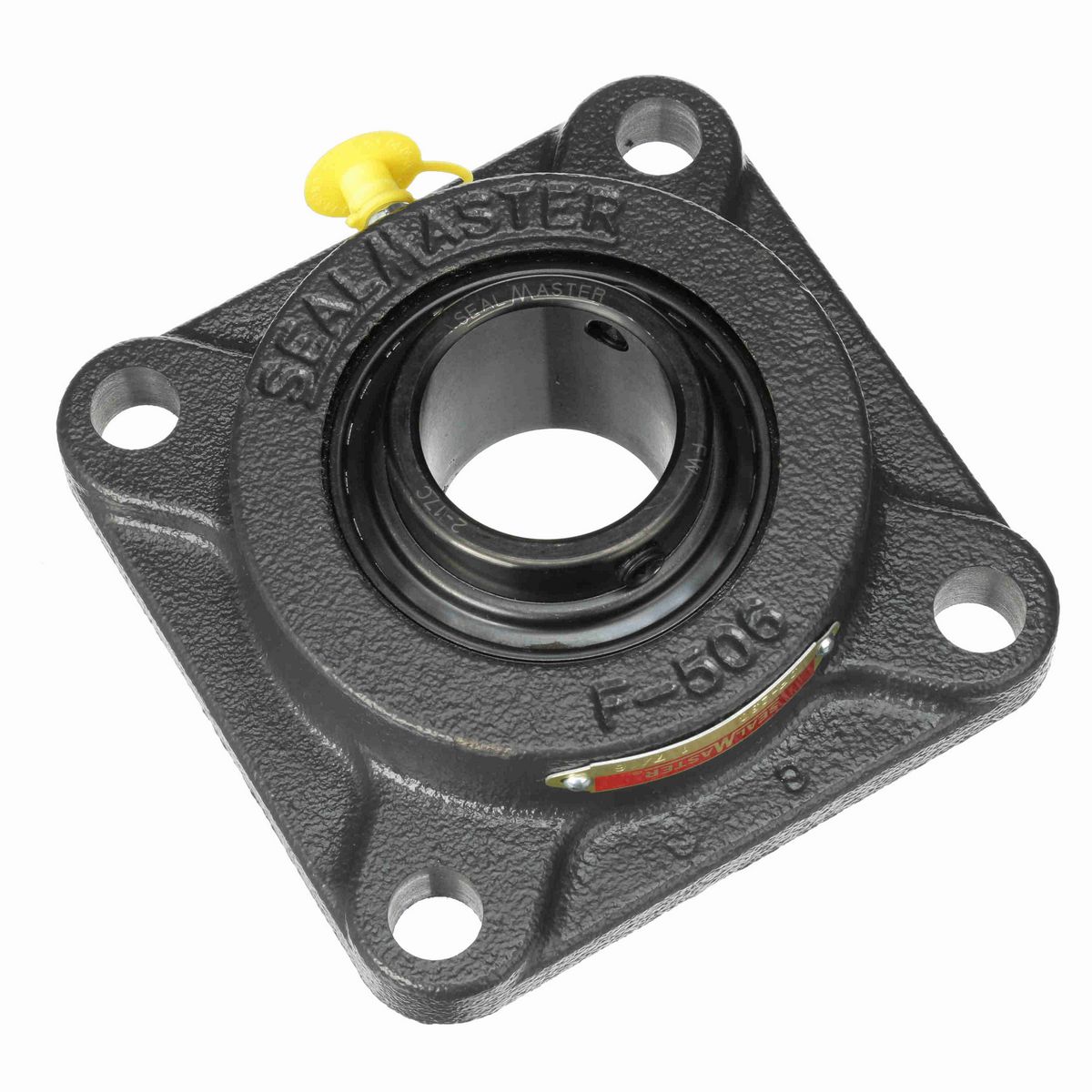 Sealmaster Mounted Cast Iron Four Bolt Flange Ball Bearing - 52100 Bearing Steel, Black Oxided - Setscrew Lock - SF-23C
