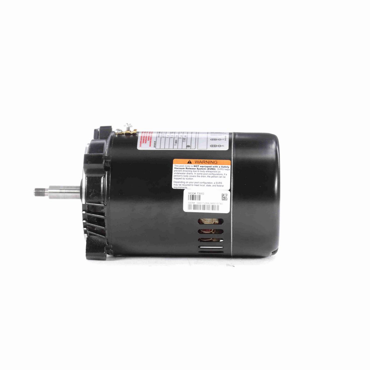 Century Pool Pump Motor, 1/2 HP, 3 Ph, 60 Hz, 208-230/460 V, 3600 RPM, 56J Frame, ODP - T3052