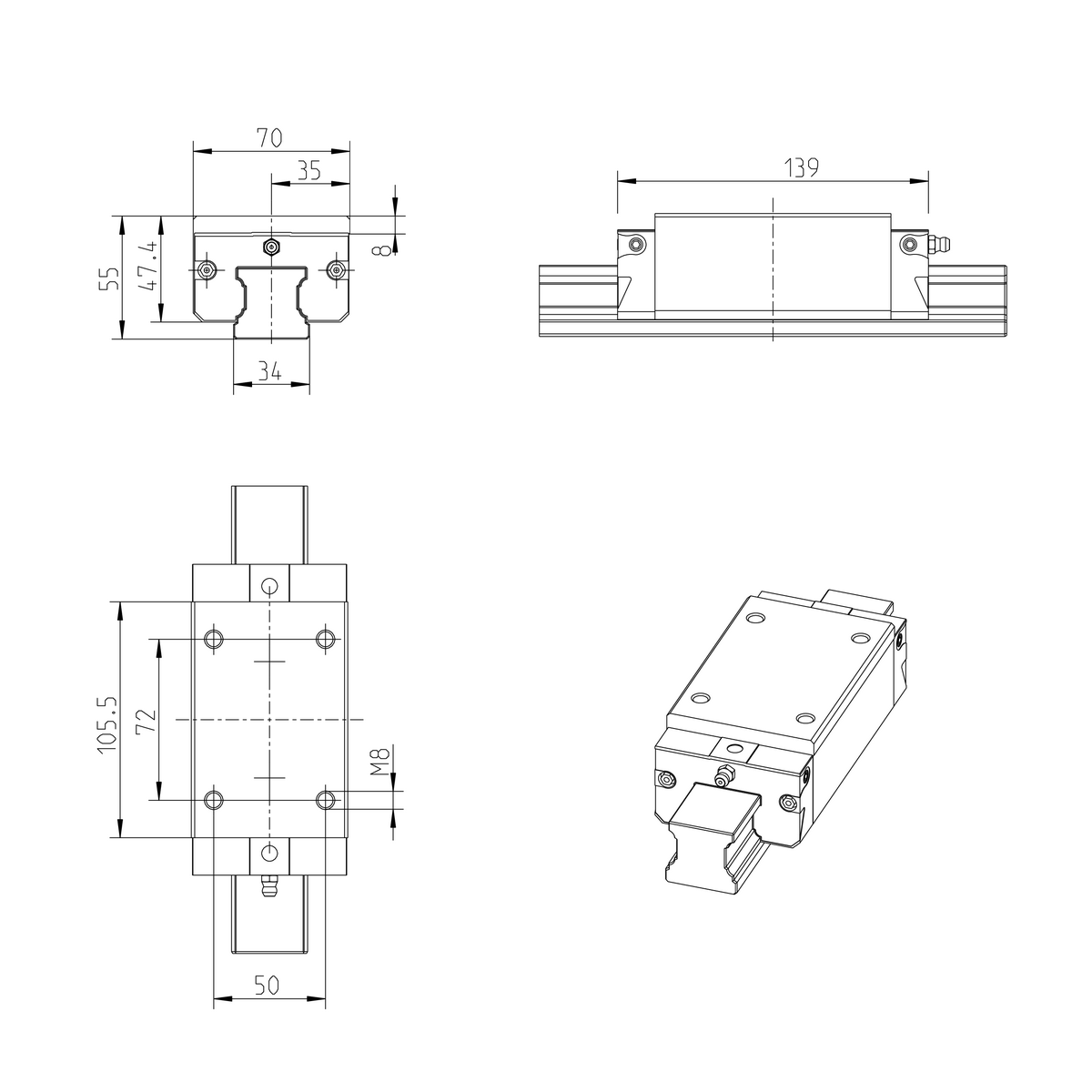 Шариковая каретка устойчивая к коррозии с покрытием Resist CR Bosch Rexroth KWD-035-SLH-C0-H-1 [R162439370]