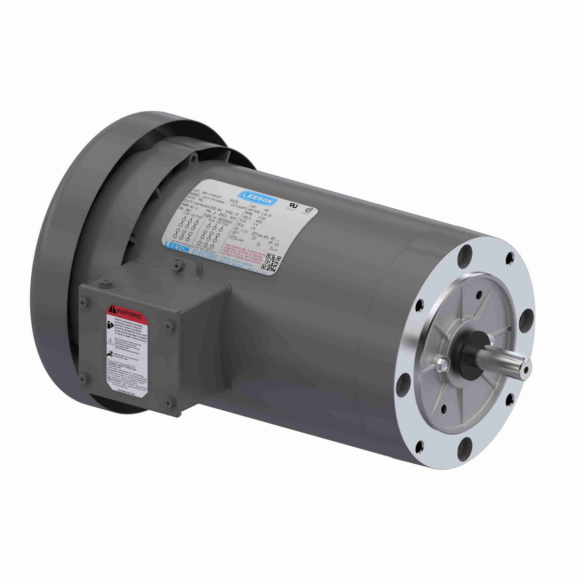 LEESON General Purpose Farm Duty Motor, 1 HP, 3 Ph, 60 Hz, 460 V, 1800 RPM, 56C Frame, TEFC - 119535.00