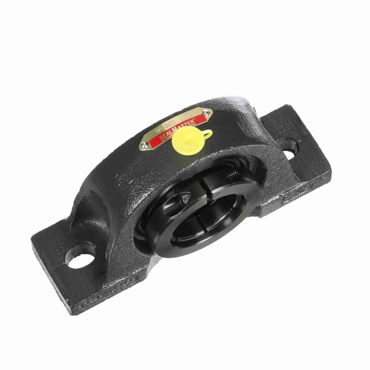 Sealmaster Mounted Cast Iron Two Bolt Pillow Block Ball Bearing - 52100 Bearing Steel, Black Oxided - Concentric Lock - NP-28TC