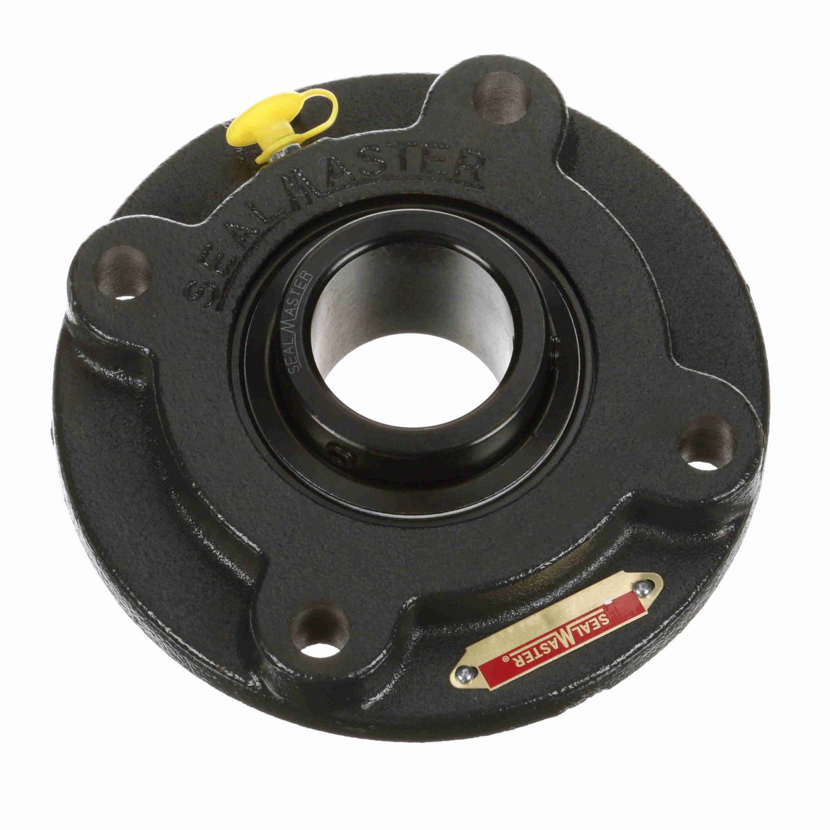 Sealmaster Mounted Cast Iron Flange Cartridge Ball Bearing - 52100 Bearing Steel, Black Oxided - Setscrew Lock - SFC-25