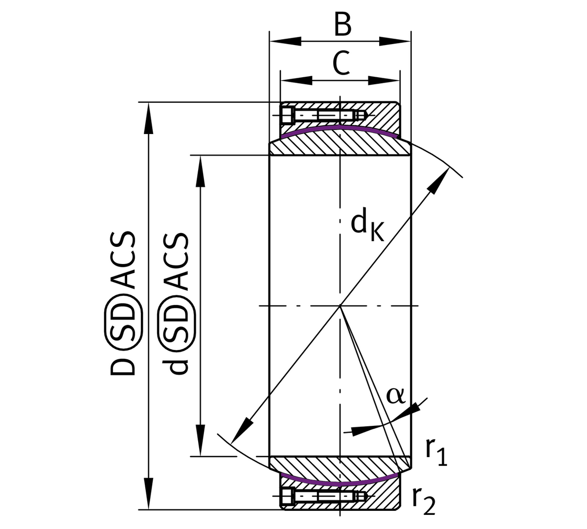 Сферический шарнирный подшипник INA GE360-DF-G9