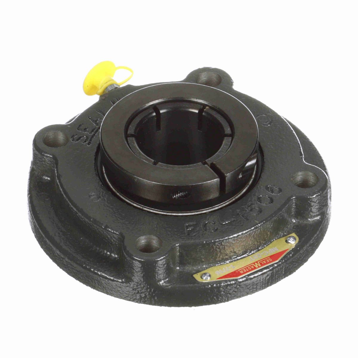 Sealmaster Mounted Cast Iron Flange Cartridge Ball Bearing - 52100 Bearing Steel, Black Oxided - Concentric Lock - MFC-23T