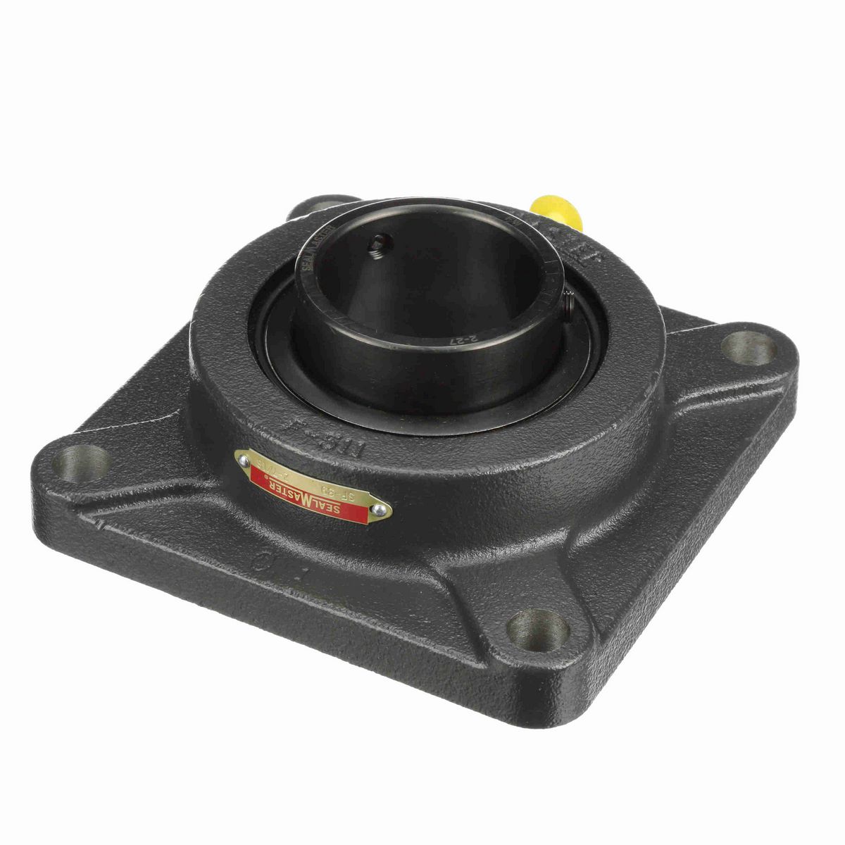 Sealmaster Mounted Cast Iron Four Bolt Flange Ball Bearing - 52100 Bearing Steel, Black Oxided - Setscrew Lock - SF-39