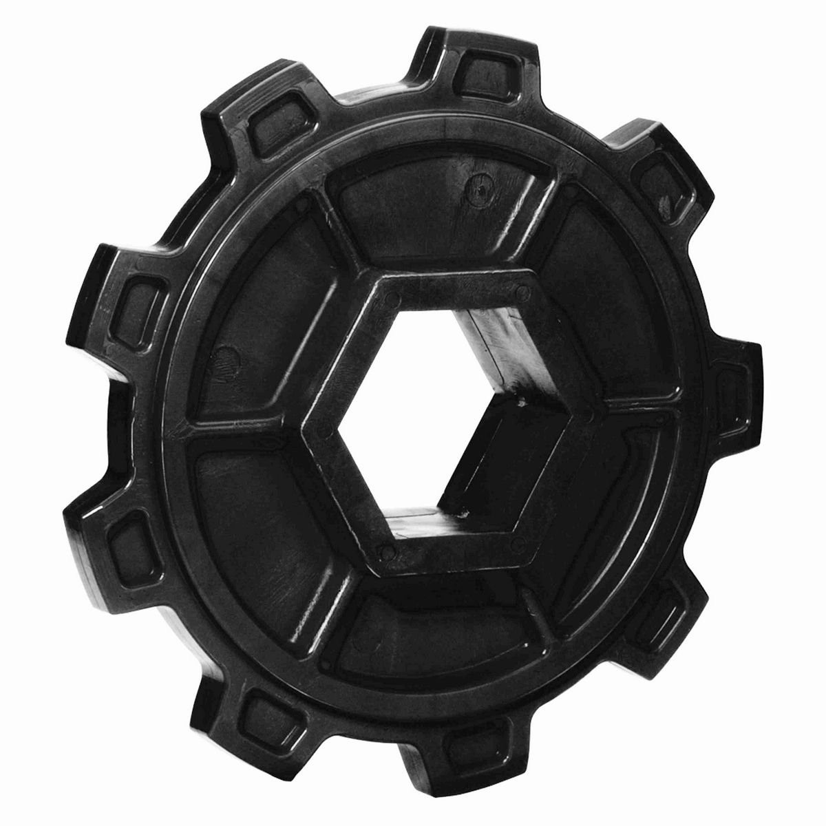 Rexnord 2500 Series Solid One Piece Molded Acetal Sprocket with 9 Teeth and a 3in Hex Bore - 114-591-1