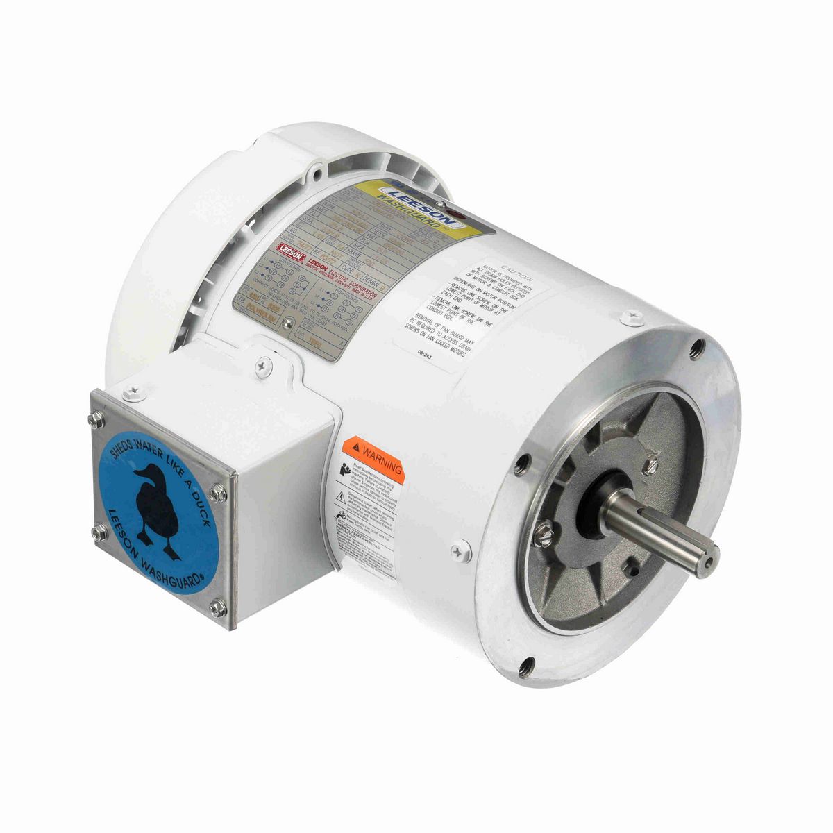 LEESON White Duck™ General Purpose Motor, 0.50 & 0.33 HP, 3 Ph, 60 & 50 Hz, 230/460 & 190/380 V, 1800 & 1500 RPM, 56C Frame, TEFC - 116644.00
