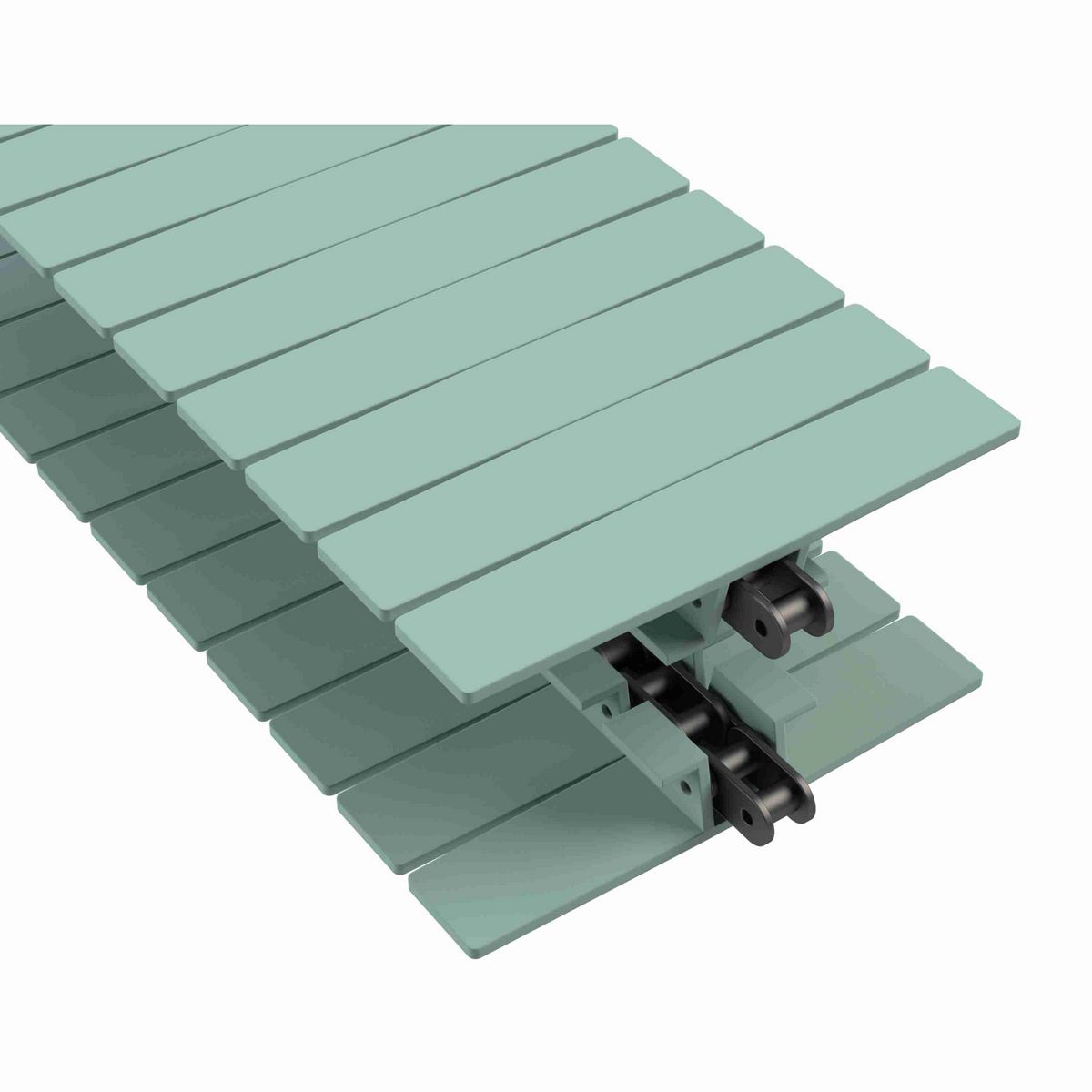Rexnord 1873TAB Side-flexing Solid Top, Material: Heat Stabilized (Green), Width: 7.5in, Pitch: 1.5in - 81418855