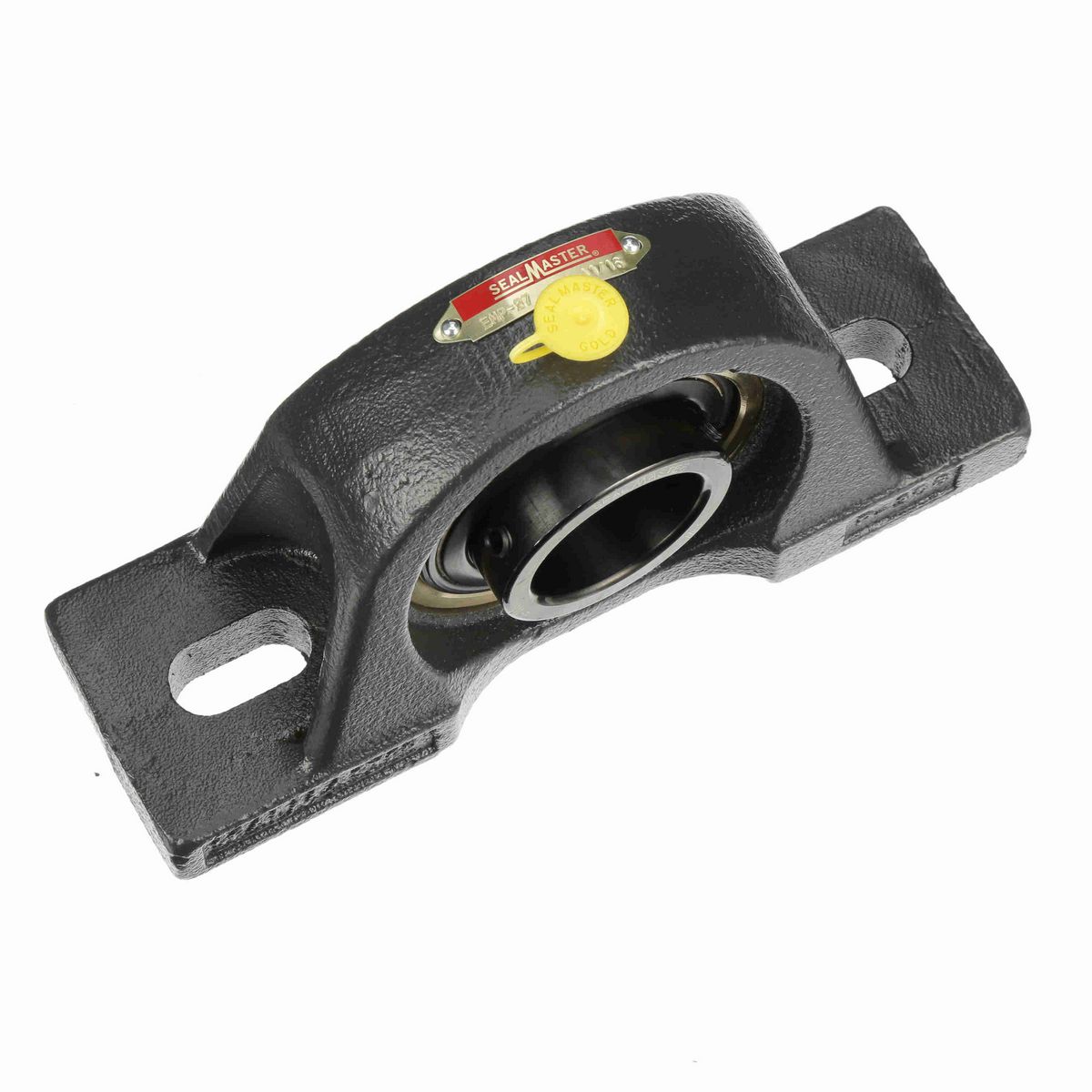 Sealmaster Mounted Cast Iron Two Bolt Pillow Block Ball Bearing - 52100 Bearing Steel, Black Oxided - Setscrew Lock - EMP-27