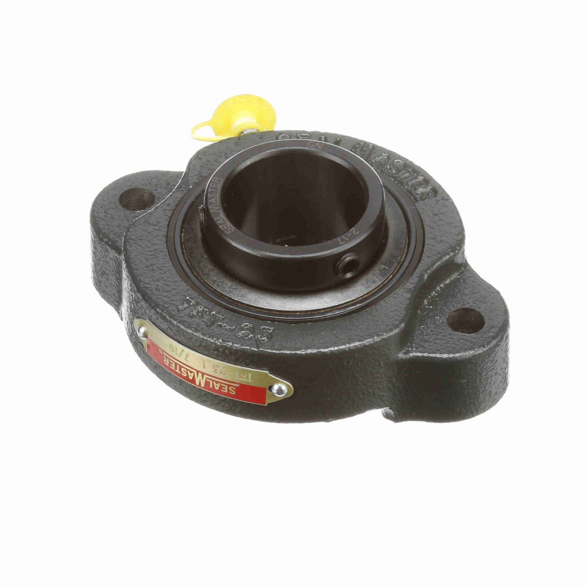Sealmaster Mounted Cast Iron Two Bolt Flange Ball Bearing - 52100 Bearing Steel, Black Oxided - Setscrew Lock - TFT-23