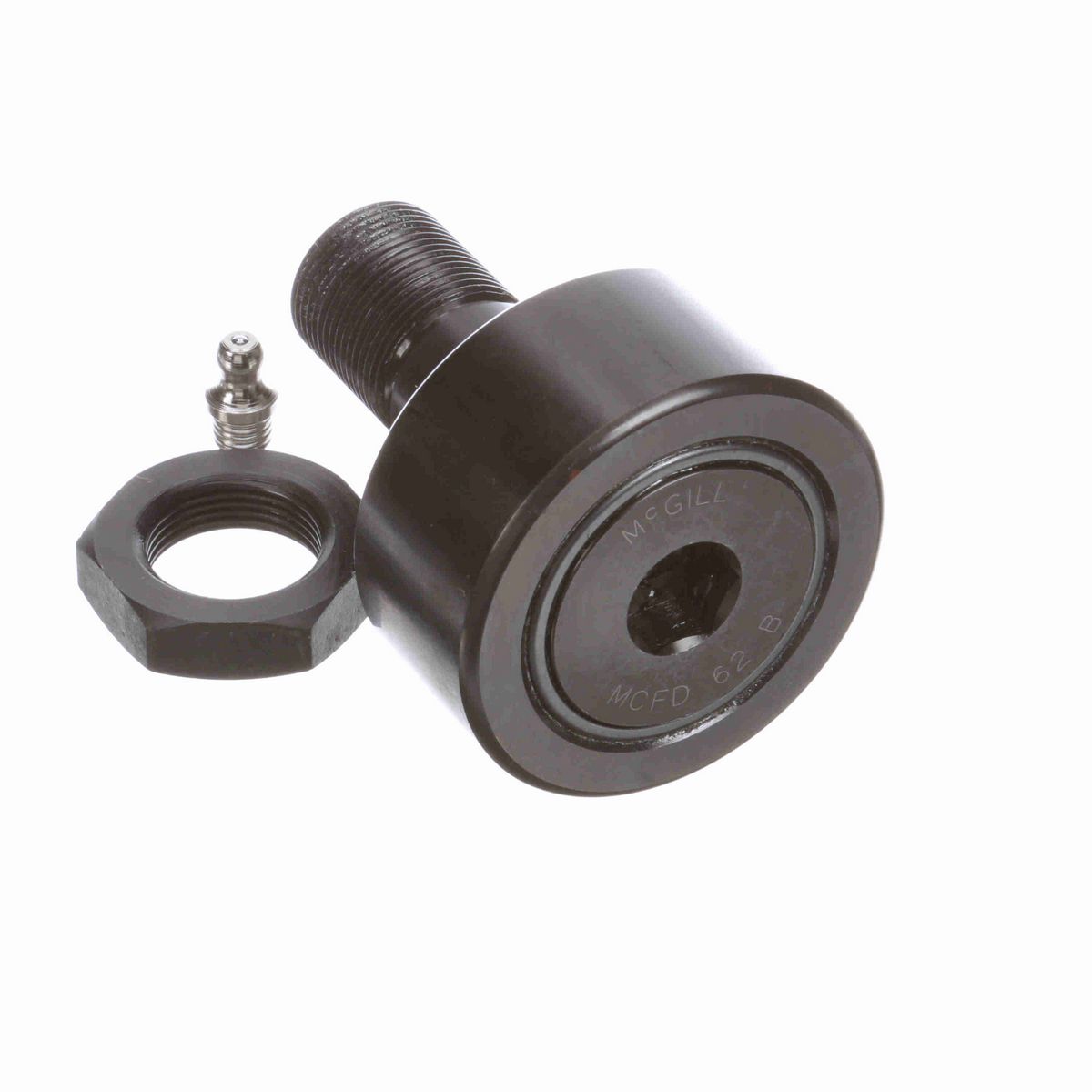 Опорный ролик с цапфой McGill CAMROL MCFD 62 B, бочкообразный, повышенной грузоподъемности, со щитком, с шестигранным отверстием, метрический