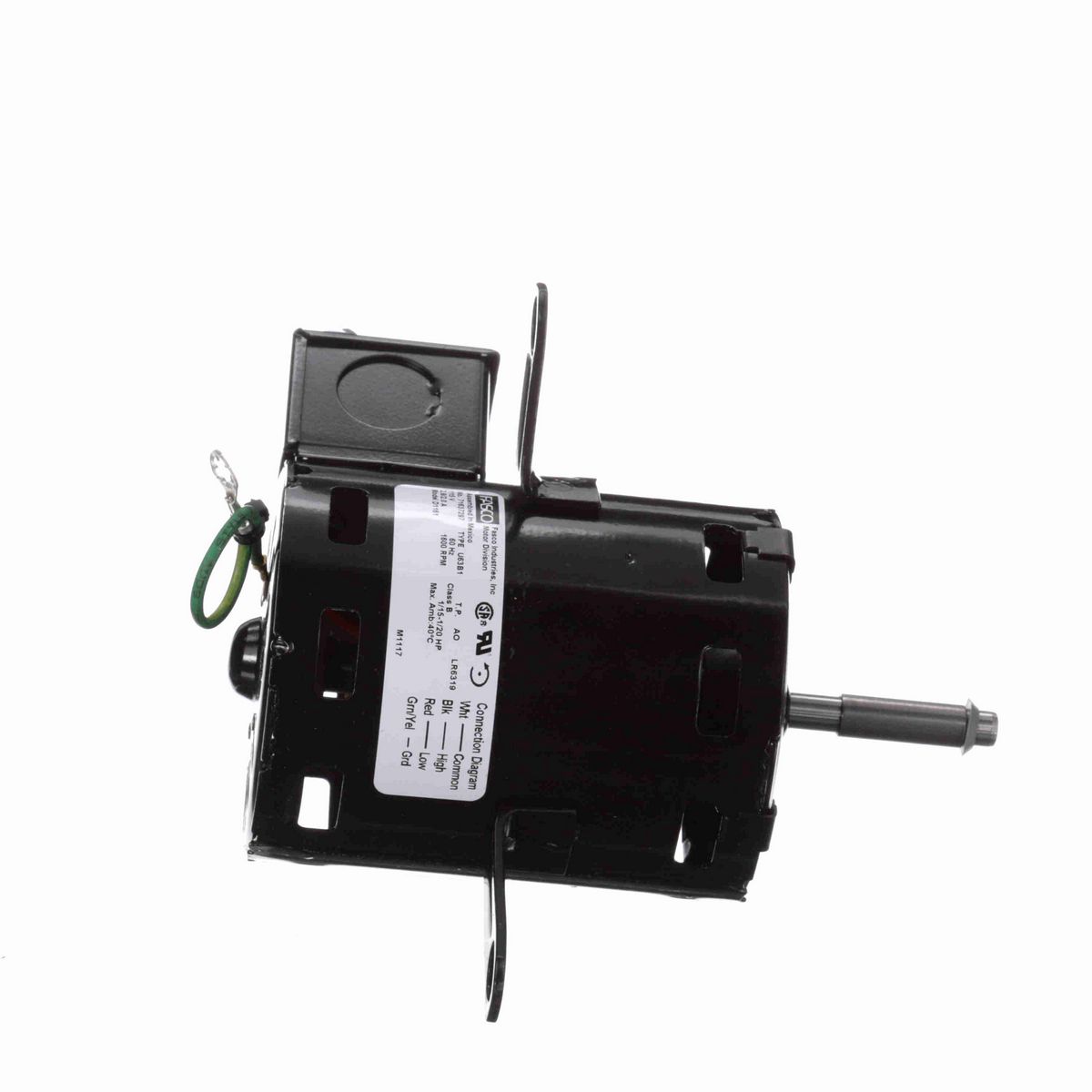 FASCO OEM Replacement Motor, 1/15-1/25 HP, 1 Ph, 60 Hz, 115 V, 1600 RPM, 2 Speed, 3.3" Diameter, OAO - D1161
