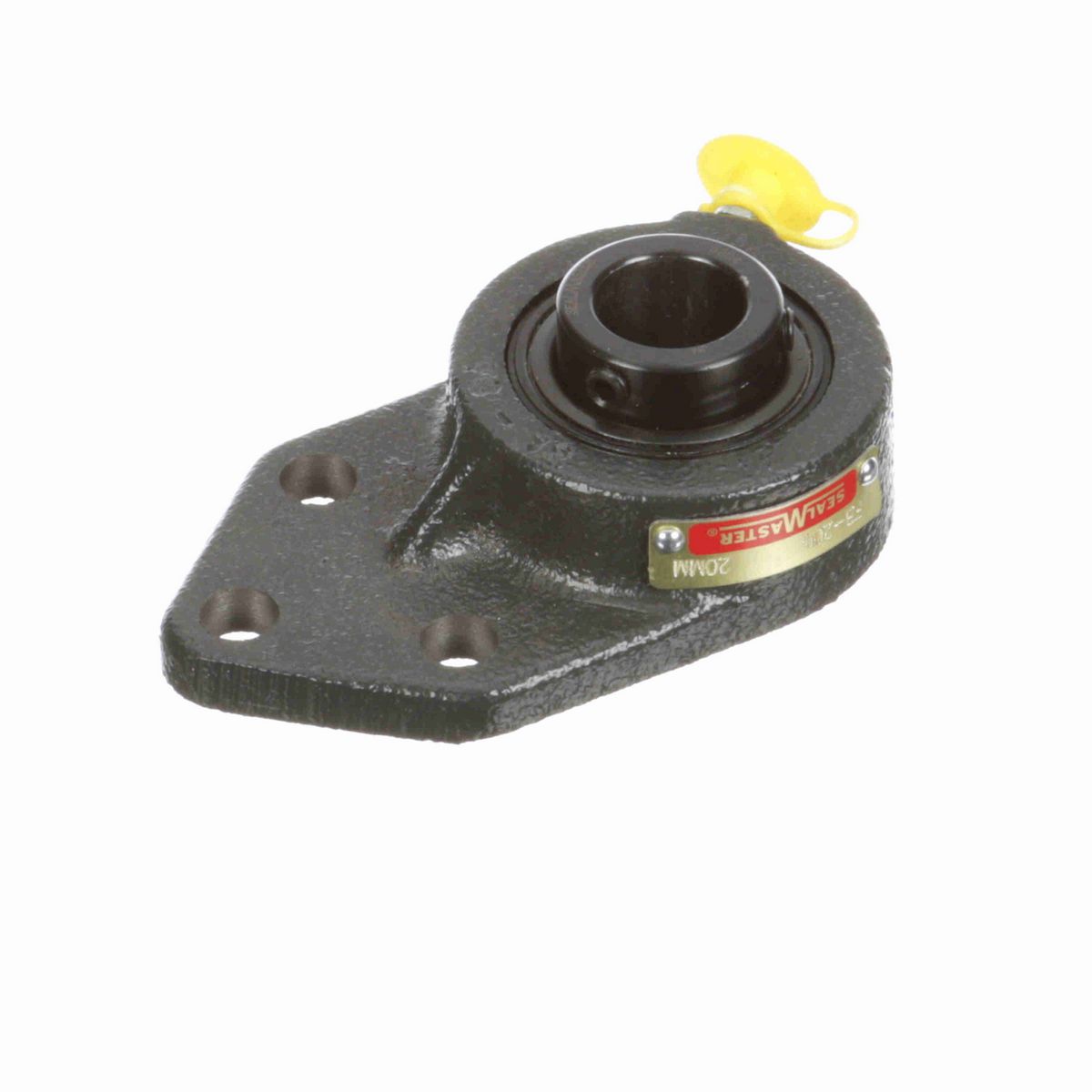 Sealmaster Mounted Cast Iron Three Bolt Flange Bracket Ball Bearing - 52100 Bearing Steel, Black Oxided - Setscrew Lock - FB-204