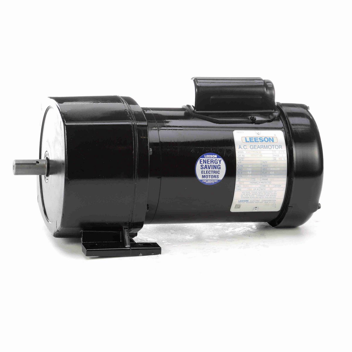 LEESON Parallel Shaft Gearmotor, 0.50 HP, 1 Ph, 60 Hz, 115/208-230 V, 41 RPM, 48Y Frame, TEFC - 107017.00