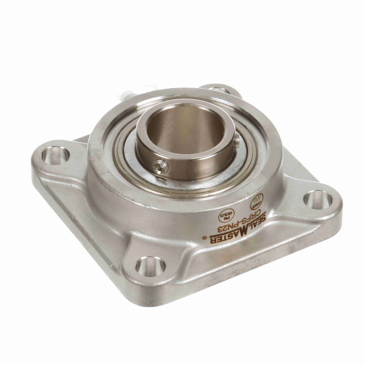 Sealmaster Mounted Stainless Steel Four Bolt Flange Ball Bearing - 52100 Bearing Steel, Phosphorus Nickel Coated - Setscrew Lock - Corrosion Resistant - CRFS-PN23