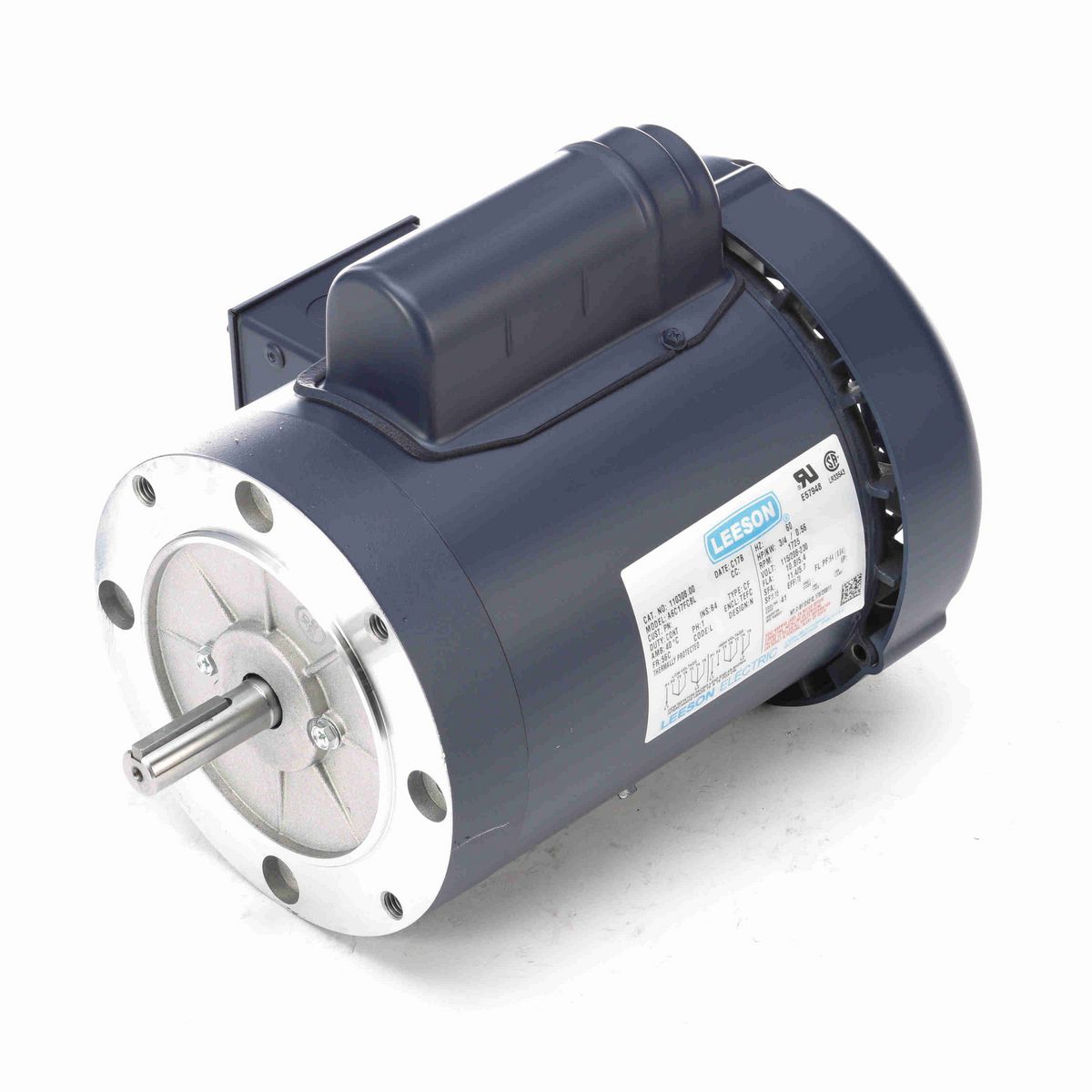 LEESON General Purpose Motor, 0.75 HP, 1 Ph, 60 Hz, 115/230 V, 1800 RPM, 56C Frame, TEFC - 110308.00