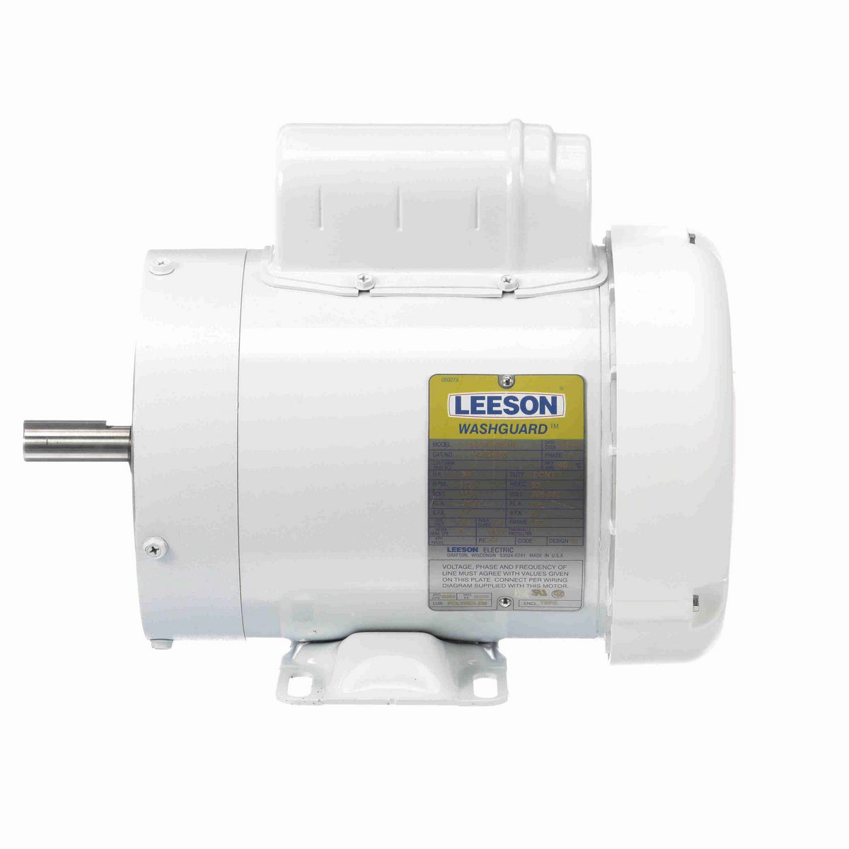 LEESON White Duck™ General Purpose Motor, 0.75 HP, 1 Ph, 60 Hz, 115/230 V, 1800 RPM, 56C Frame, TEFC - 112528.00