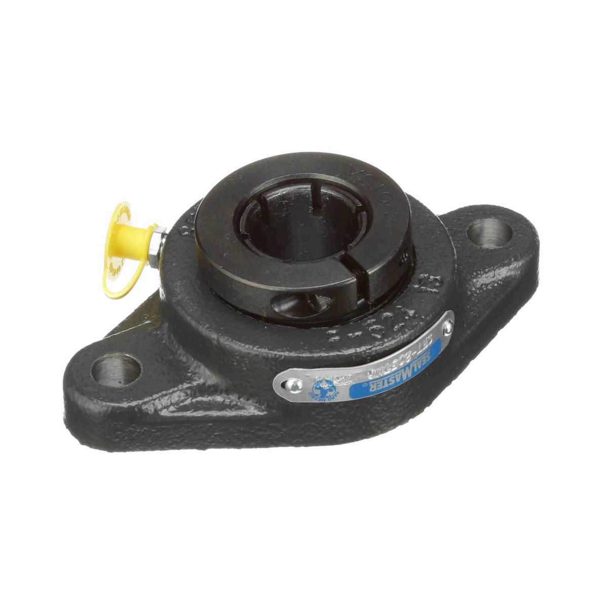 Sealmaster Mounted Cast Iron Two Bolt Flange Ball Bearing - 52100 Bearing Steel, Black Oxided - Concentric Lock - SFT-205TMC