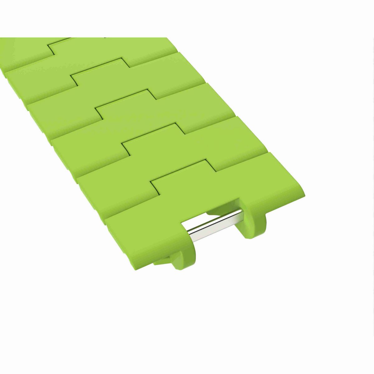 Rexnord 882TAB Side-flexing Solid Top, Material: Bright Lime-Green Dry PET Low Friction, Width: 4.5in, Pitch: 1.5in - 10679729