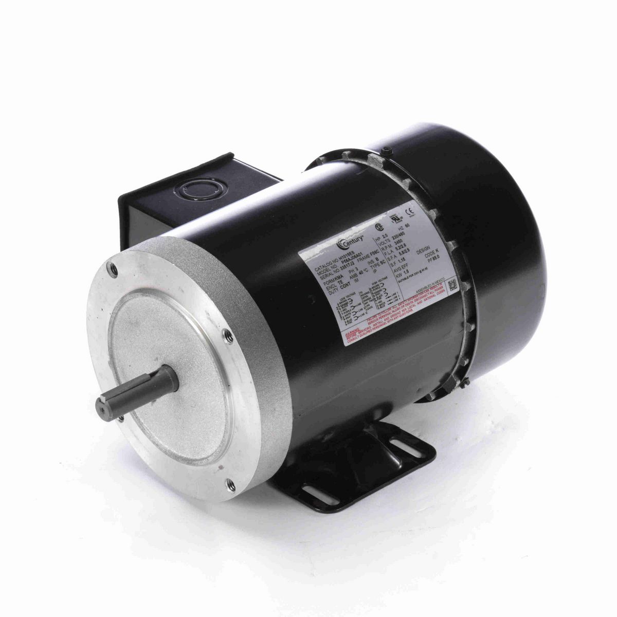 Century General Purpose Motor, 2.0 HP, 3 Ph, 60 Hz, 230/460 V, 3600 RPM, F56C Frame, TEFC - H1015ES