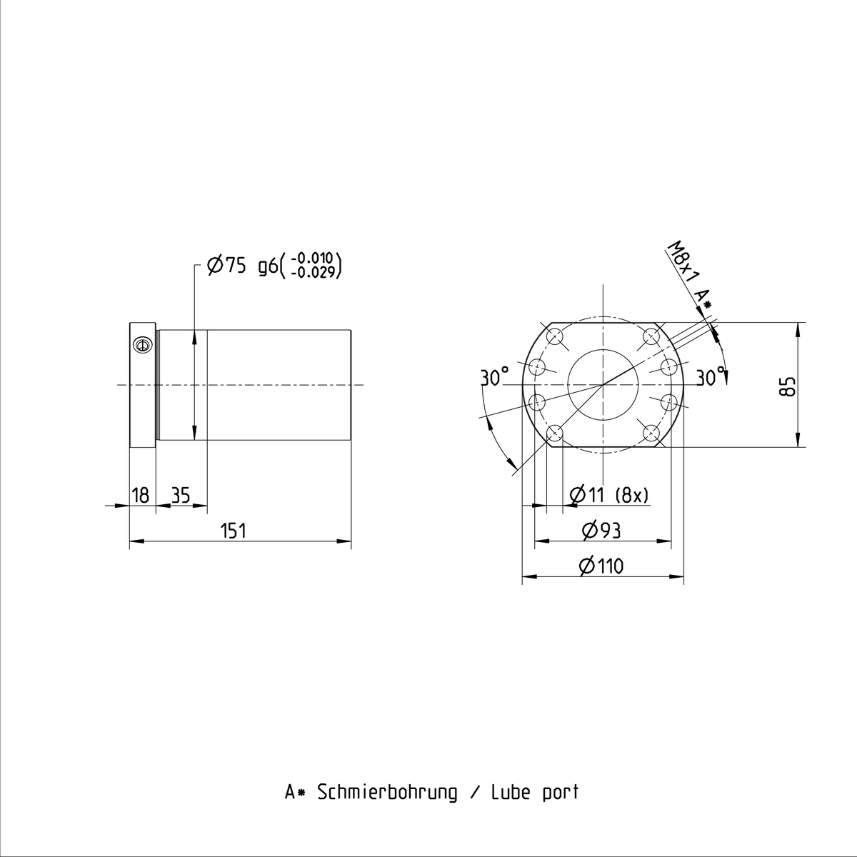 Одинарная гайка с фланцем Bosch Rexroth FEM-E-B 50X30RX6,5-4 [R15025A083]