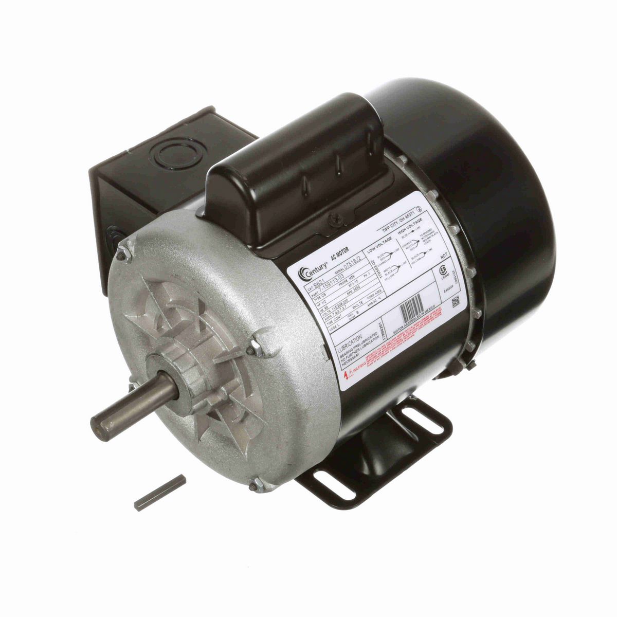 Century General Purpose Farm Duty Motor, 1/2 HP, 1 Ph, 60 Hz, 115/208-230 V, 3600 RPM, H56 Frame, TEFC - B621