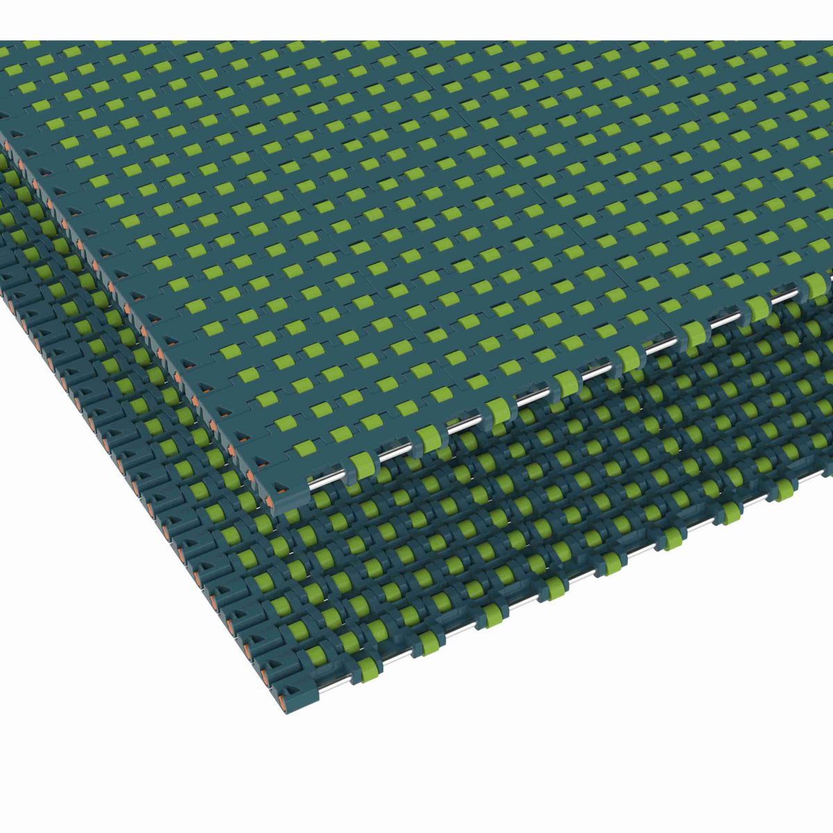 Rexnord 1533 Straight Running Low Backline Pressure, Material: Green Low Friction Acetal, Width: 255mm, Pitch: 15mm - 10822715