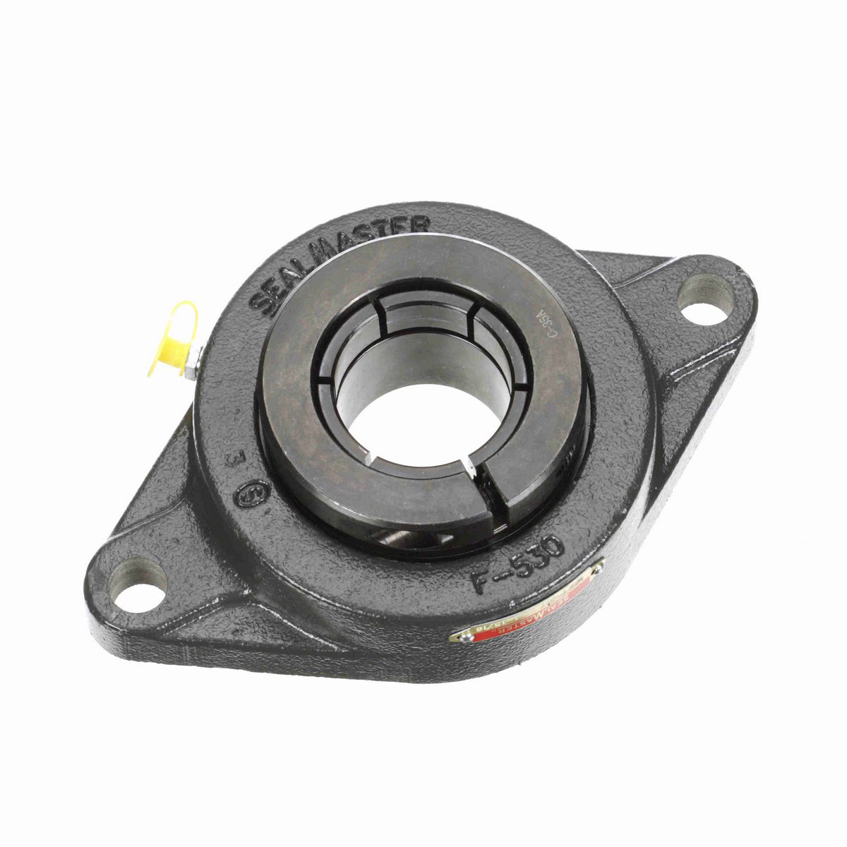 Sealmaster Mounted Cast Iron Two Bolt Flange Ball Bearing - 52100 Bearing Steel, Black Oxided - Concentric Lock - MSFT-31T