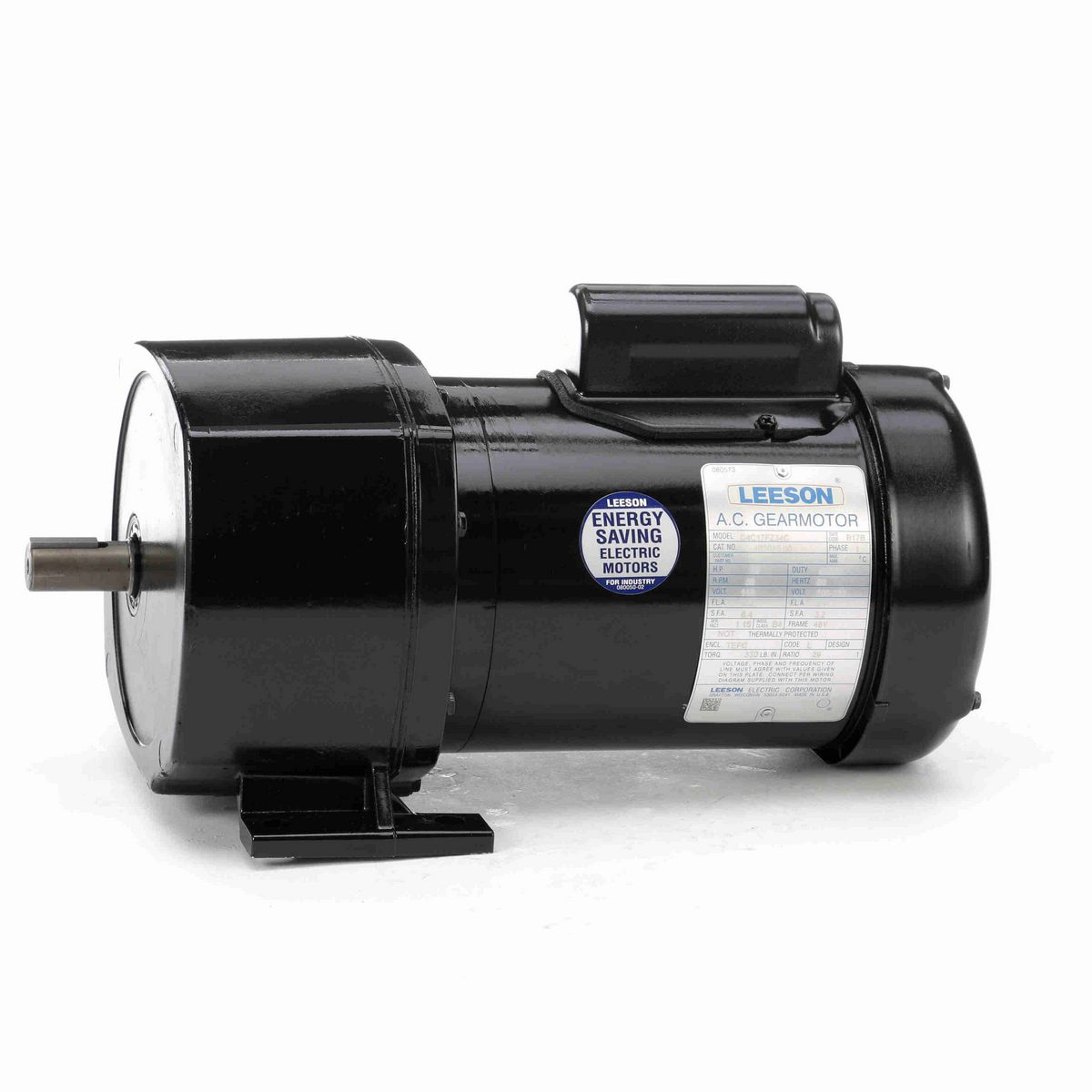 LEESON Parallel Shaft Gearmotor, 0.33 HP, 1 Ph, 60 Hz, 115/208-230 V, 59 RPM, 48Y Frame, TEFC - 107010.00