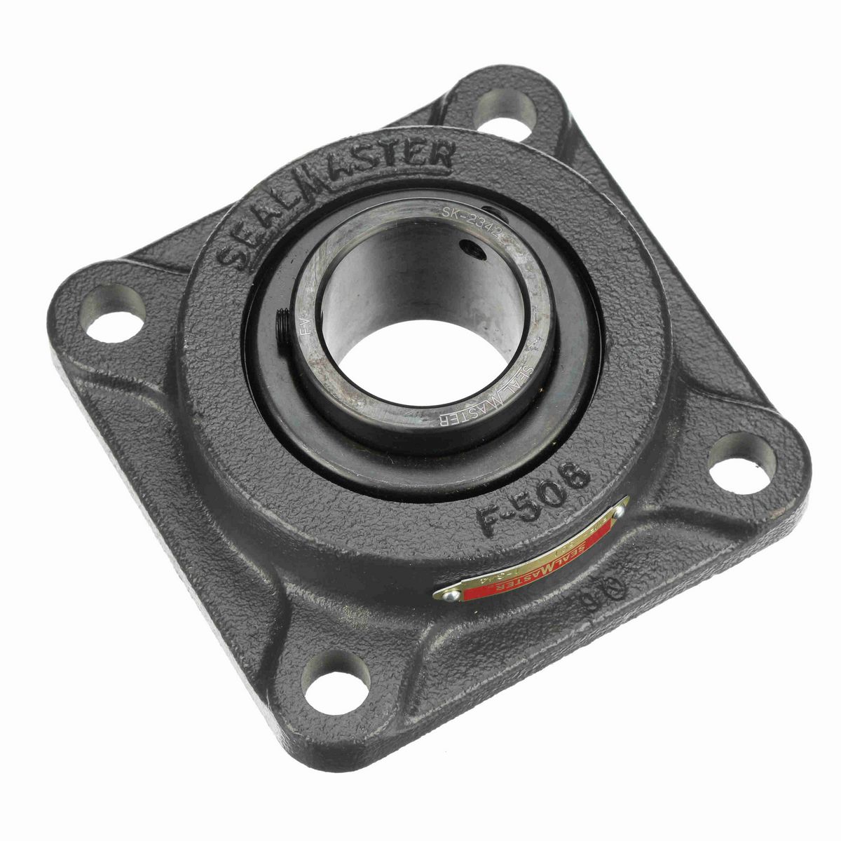 Sealmaster Mounted Cast Iron Four Bolt Flange Ball Bearing - 52100 Bearing Steel, Black Oxided - Setscrew Lock - High Temperature - PVR-1501