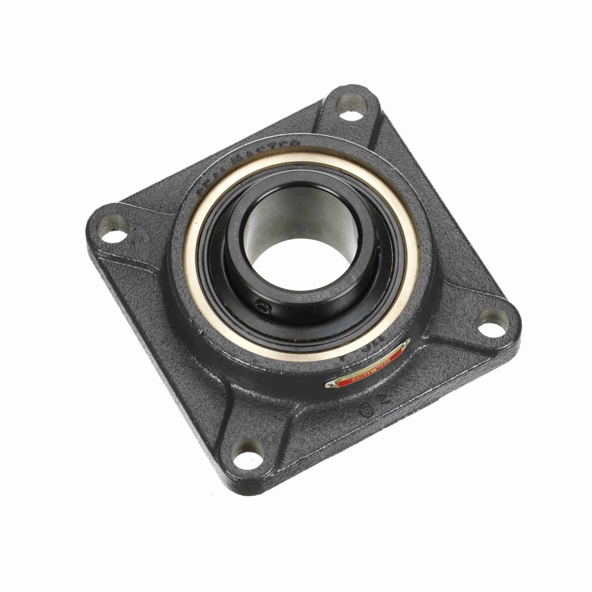 Sealmaster Mounted Cast Iron Four Bolt Flange Ball Bearing - 52100 Bearing Steel, Black Oxided - Setscrew Lock - High Temperature - ESF-36 GCS