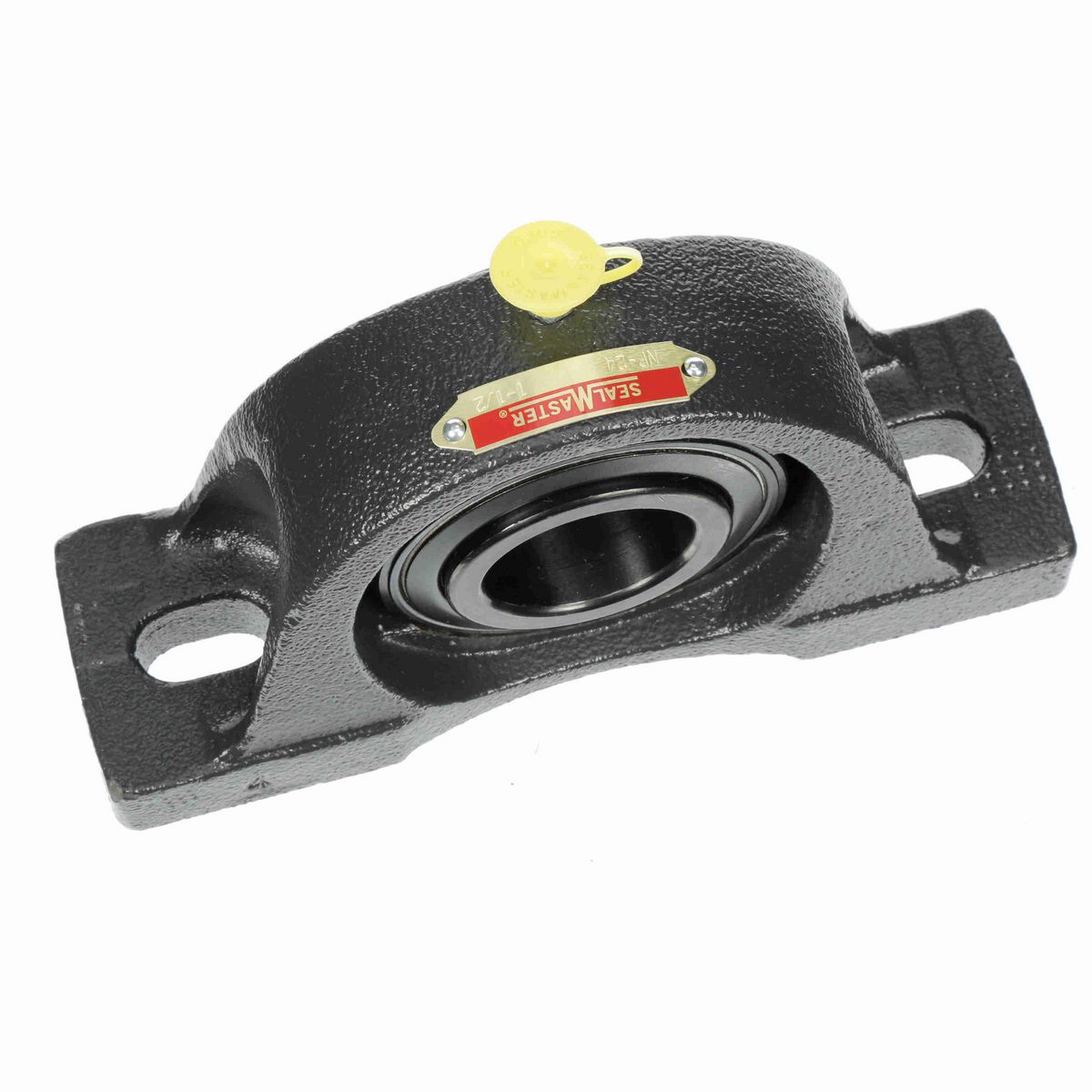 Sealmaster Mounted Cast Iron Two Bolt Pillow Block Ball Bearing - 52100 Bearing Steel, Black Oxided - Setscrew Lock - NP-24