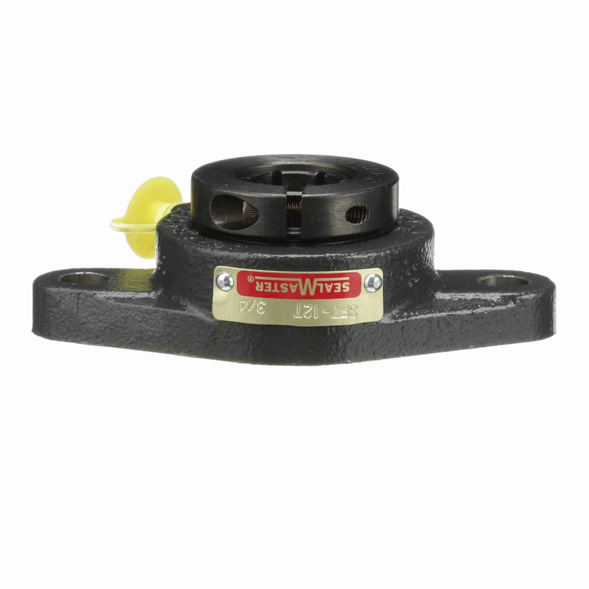 Sealmaster Mounted Cast Iron Two Bolt Flange Ball Bearing - 52100 Bearing Steel, Black Oxided - Concentric Lock - SFT-12T