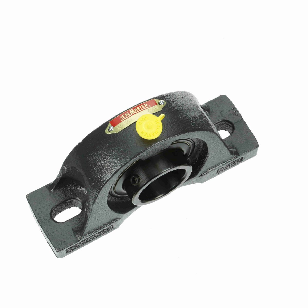 Sealmaster Mounted Cast Iron Two Bolt Pillow Block Ball Bearing - 52100 Bearing Steel, Black Oxided - Setscrew Lock - NP-208