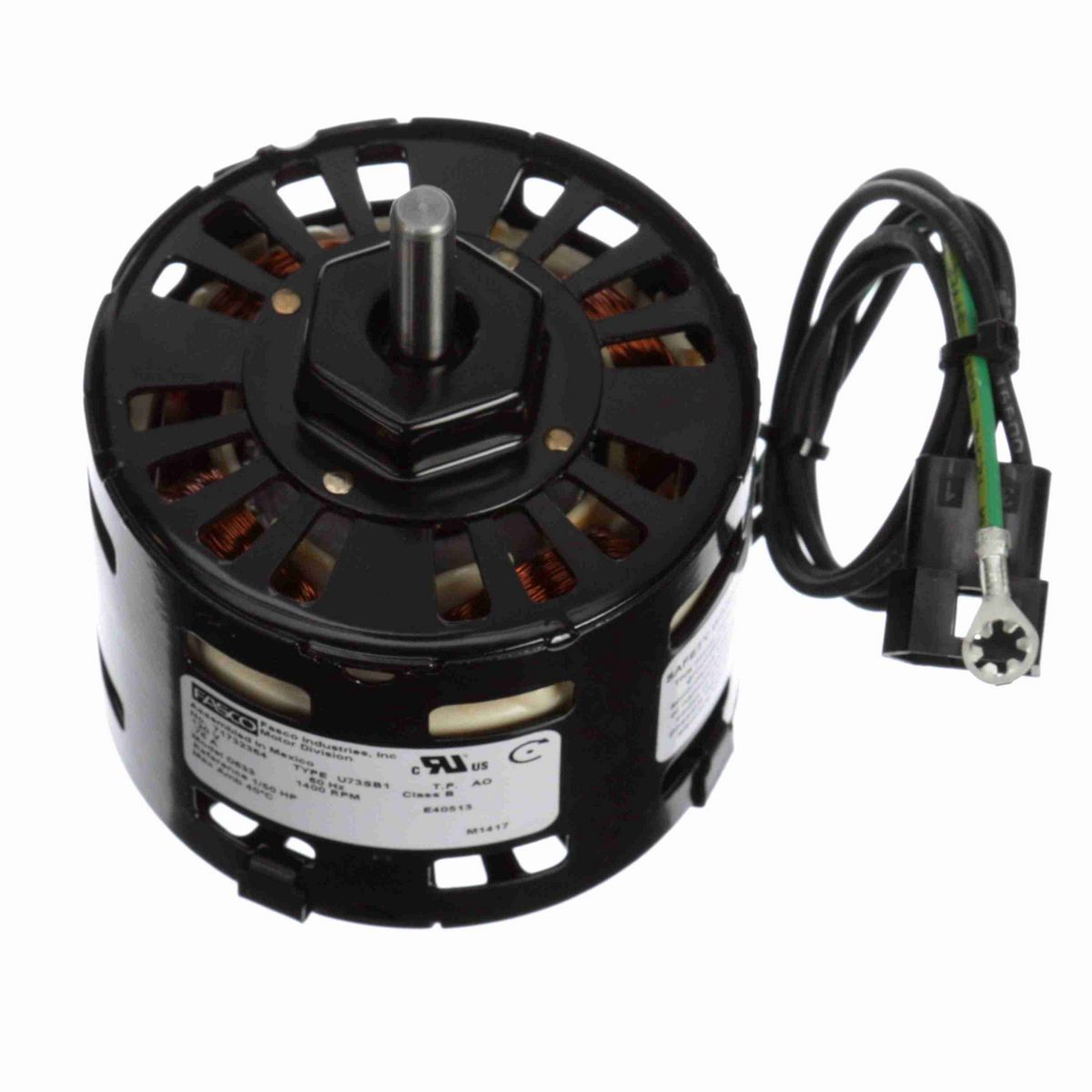 FASCO OEM Replacement Motor, 1/50 HP, 1 Ph, 60 Hz, 120 V, 1400 RPM, 1 Speed, 3.3" Diameter, OAO - D633