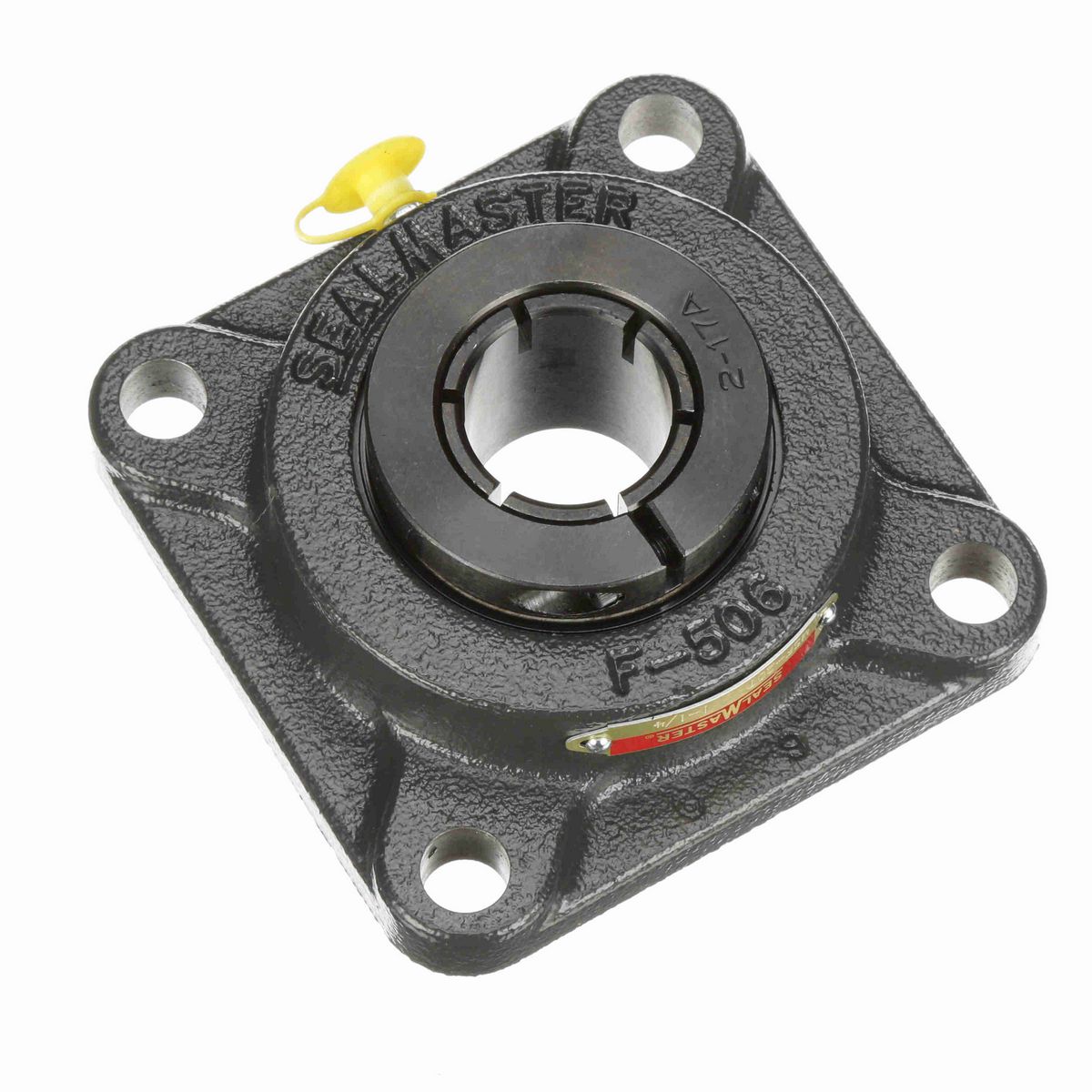 Sealmaster Mounted Cast Iron Four Bolt Flange Ball Bearing - 52100 Bearing Steel, Black Oxided - Concentric Lock - MSF-20T