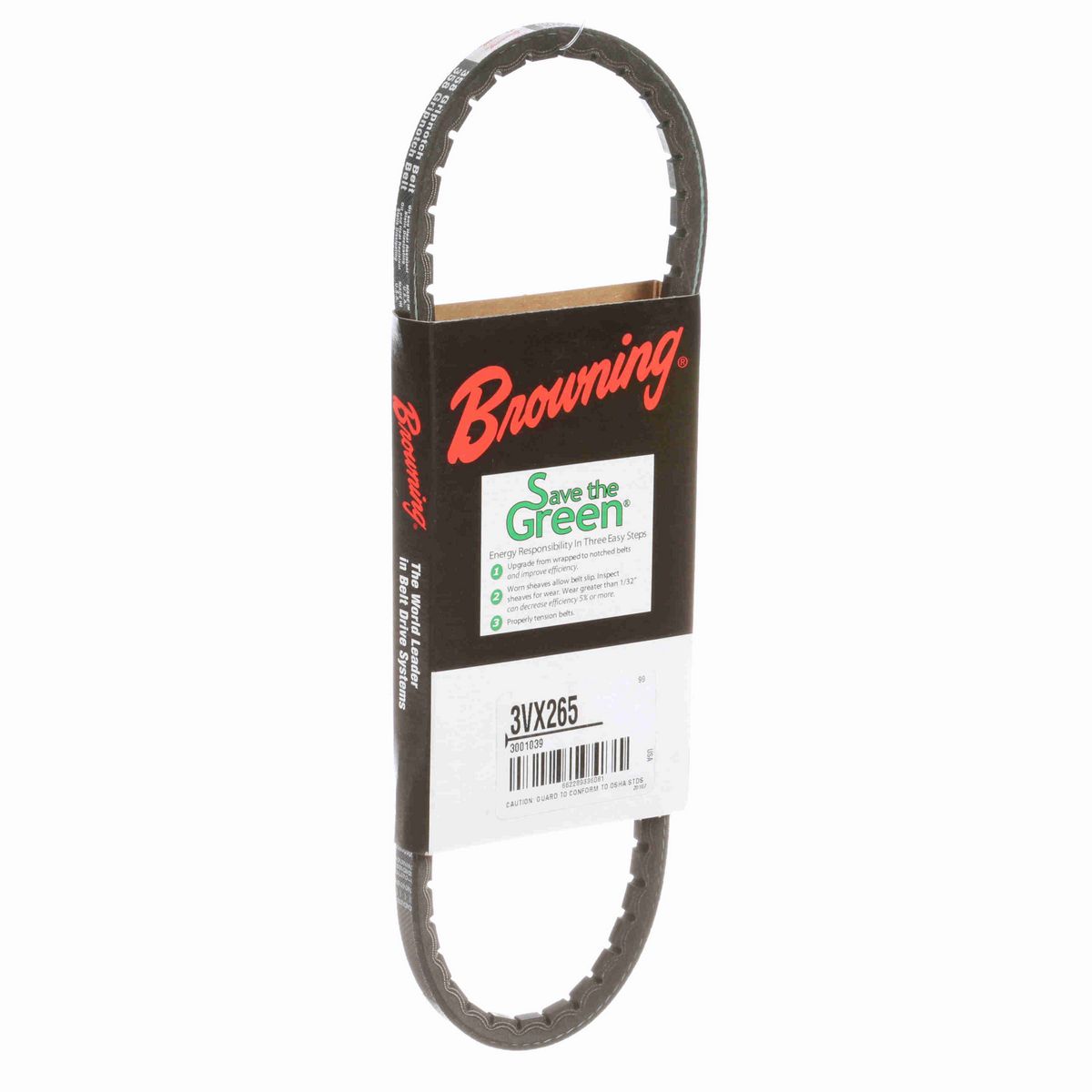 Browning EPDM Notched Belt 98% Efficient - 3VX265