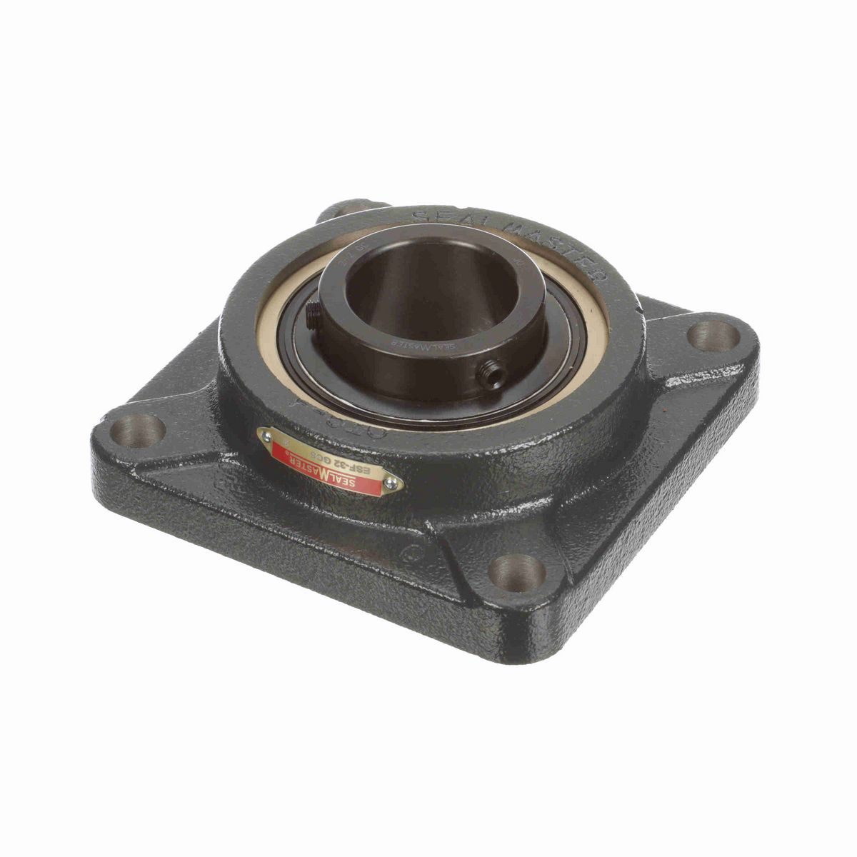 Sealmaster Mounted Cast Iron Four Bolt Flange Ball Bearing - 52100 Bearing Steel, Black Oxided - Setscrew Lock - High Temperature - ESF-32 GCS