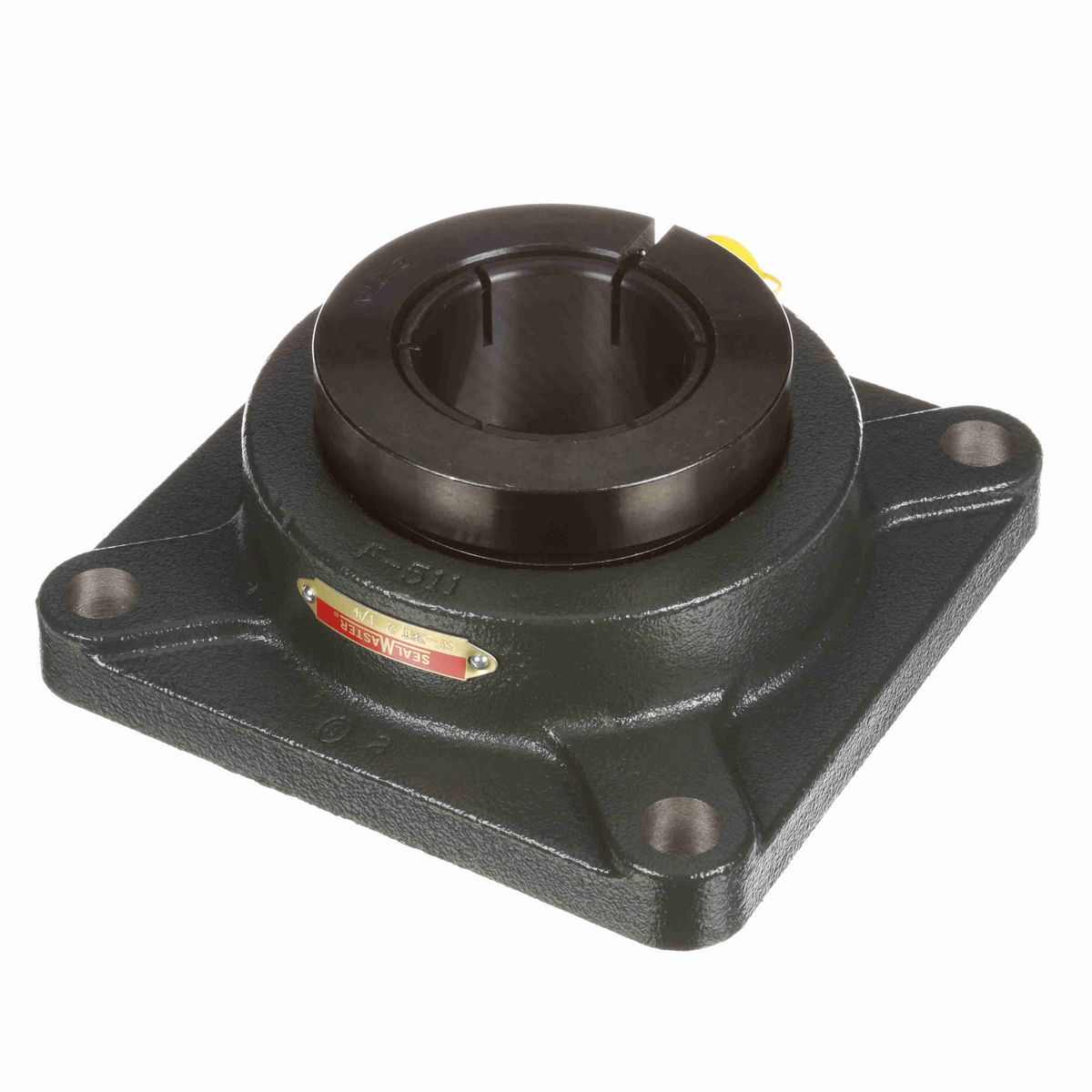 Sealmaster Mounted Cast Iron Four Bolt Flange Ball Bearing - 52100 Bearing Steel, Black Oxided - Concentric Lock - SF-36T
