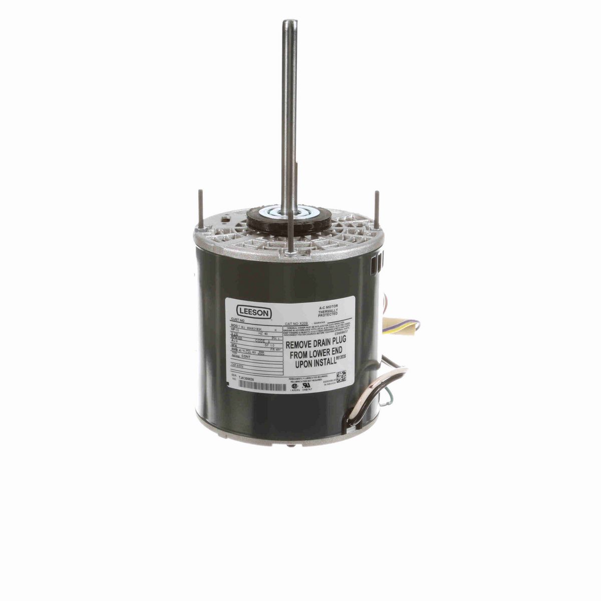 LEESON Fan and Blower Motor, 0.33 HP, 1 Ph, 60 Hz, 230 V, 900 RPM, 48Y Frame, OAO - X209