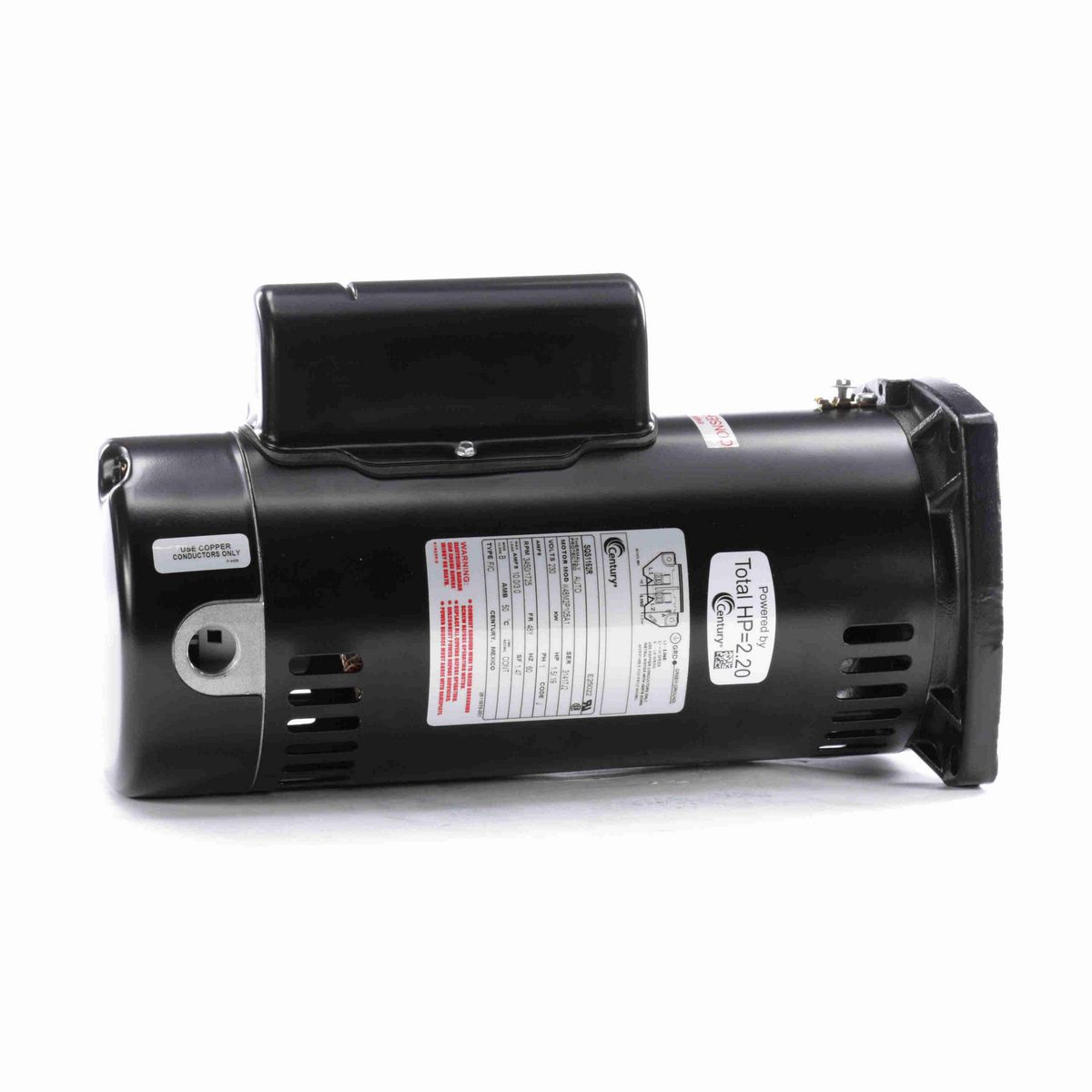 Century Pool Pump Motor, 1.5/.19 HP, 1 Ph, 60 Hz, 230 V, 3600 RPM, 48Y Frame, ODP - SQS1152R