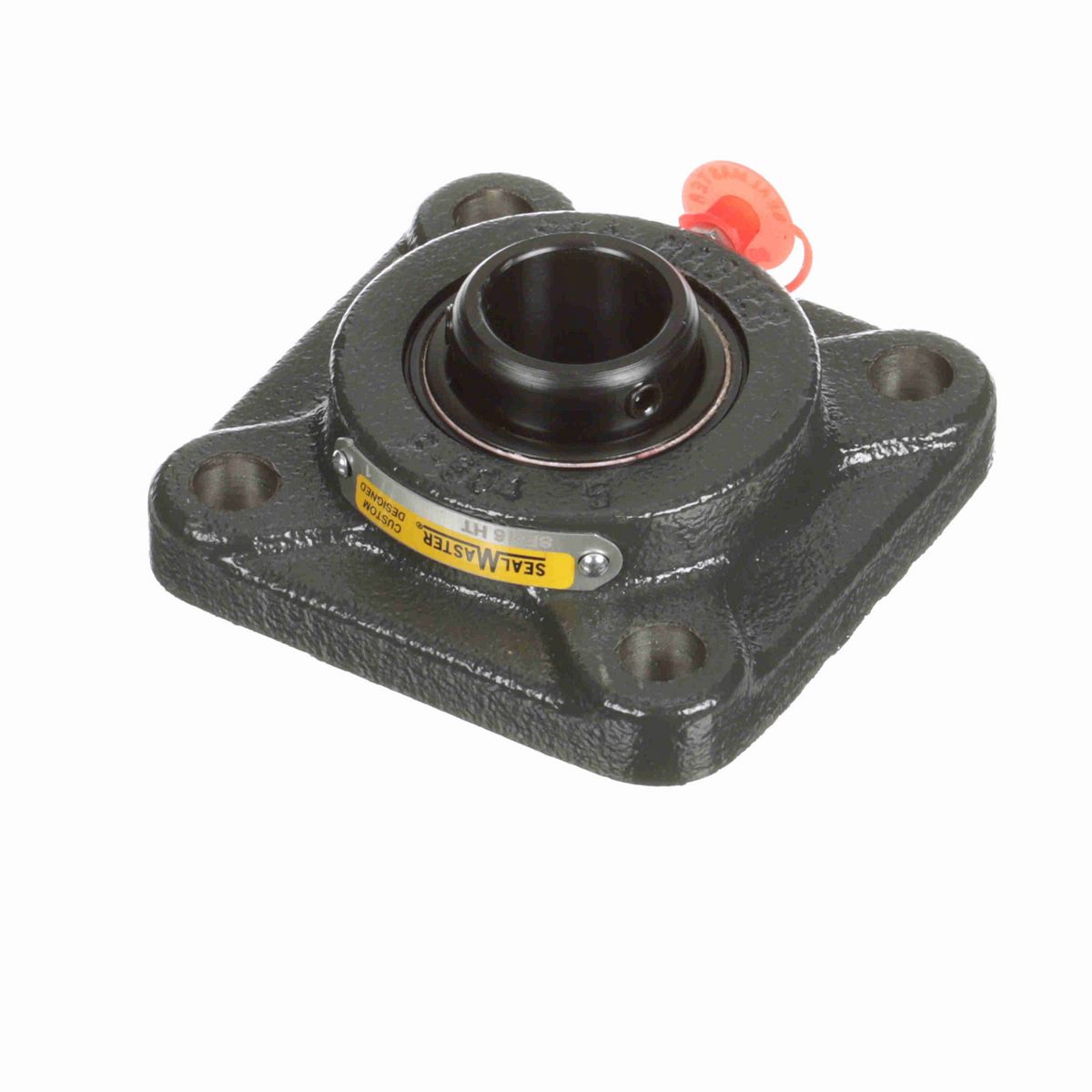 Sealmaster Mounted Cast Iron Four Bolt Flange Ball Bearing - 52100 Bearing Steel, Black Oxided - Setscrew Lock - High Temperature - SF-16 HT