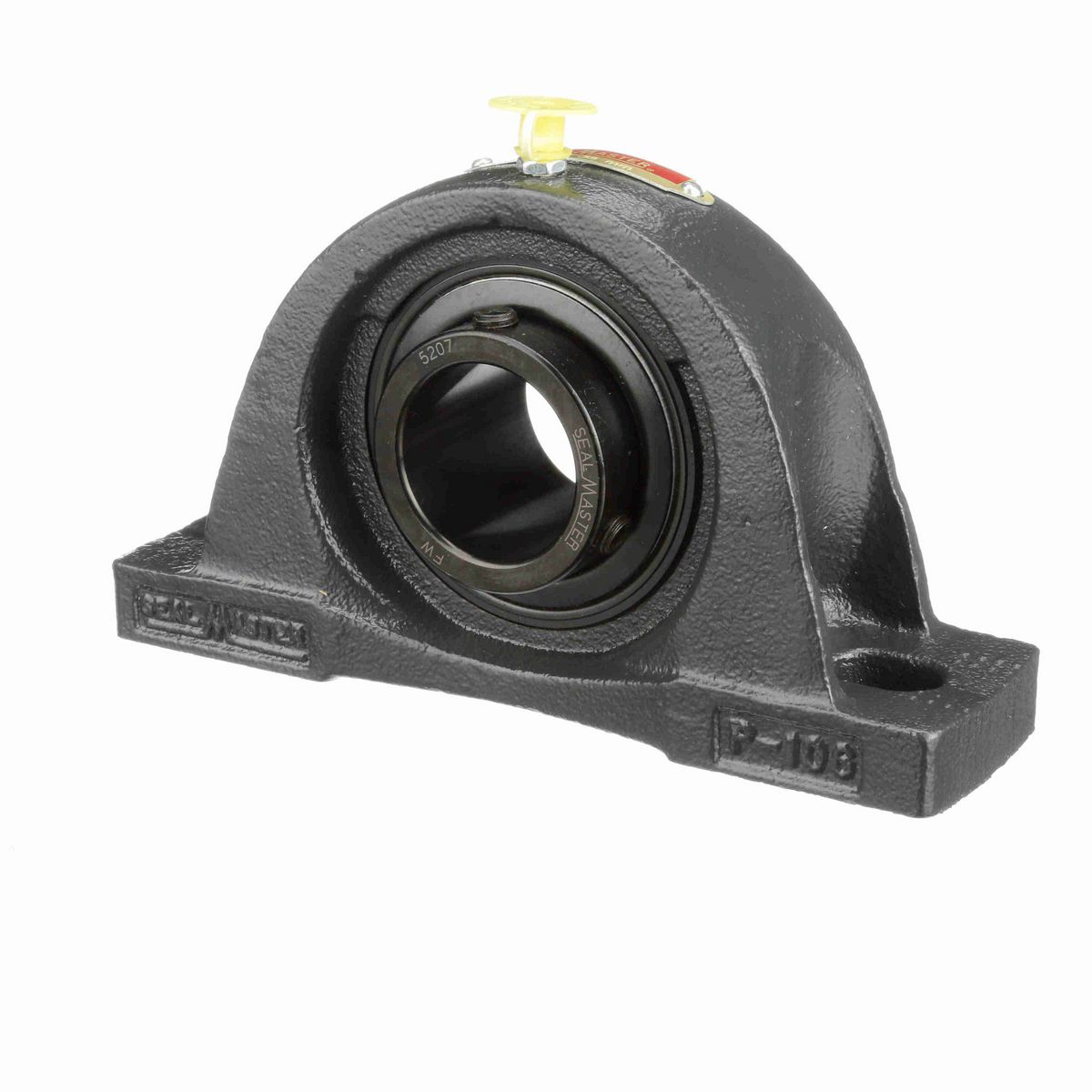 Sealmaster Mounted Cast Iron Two Bolt Pillow Block Ball Bearing - 52100 Bearing Steel, Black Oxided - Setscrew Lock - NP-207